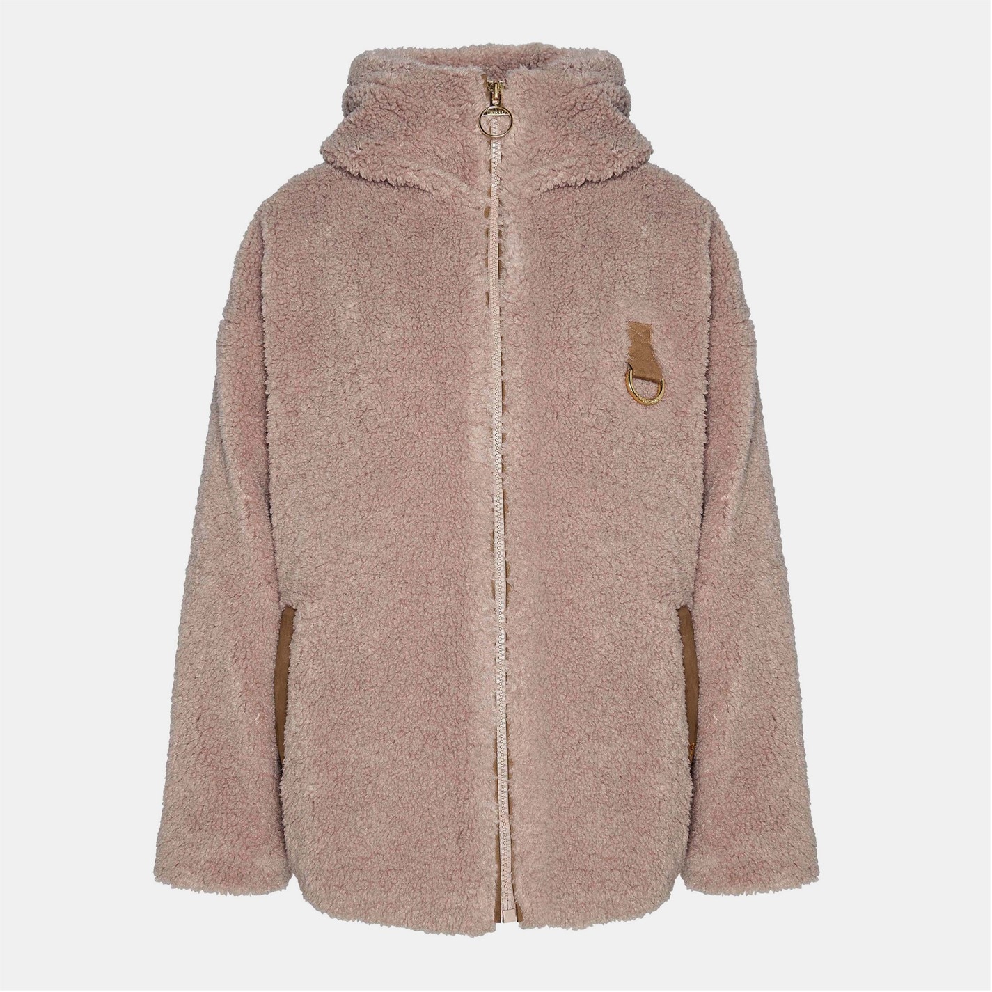 Dámska bunda Barbour Natural 2385296 Women's Amber Hooded Long Sleeve Full Zip Teddy Coat - 1