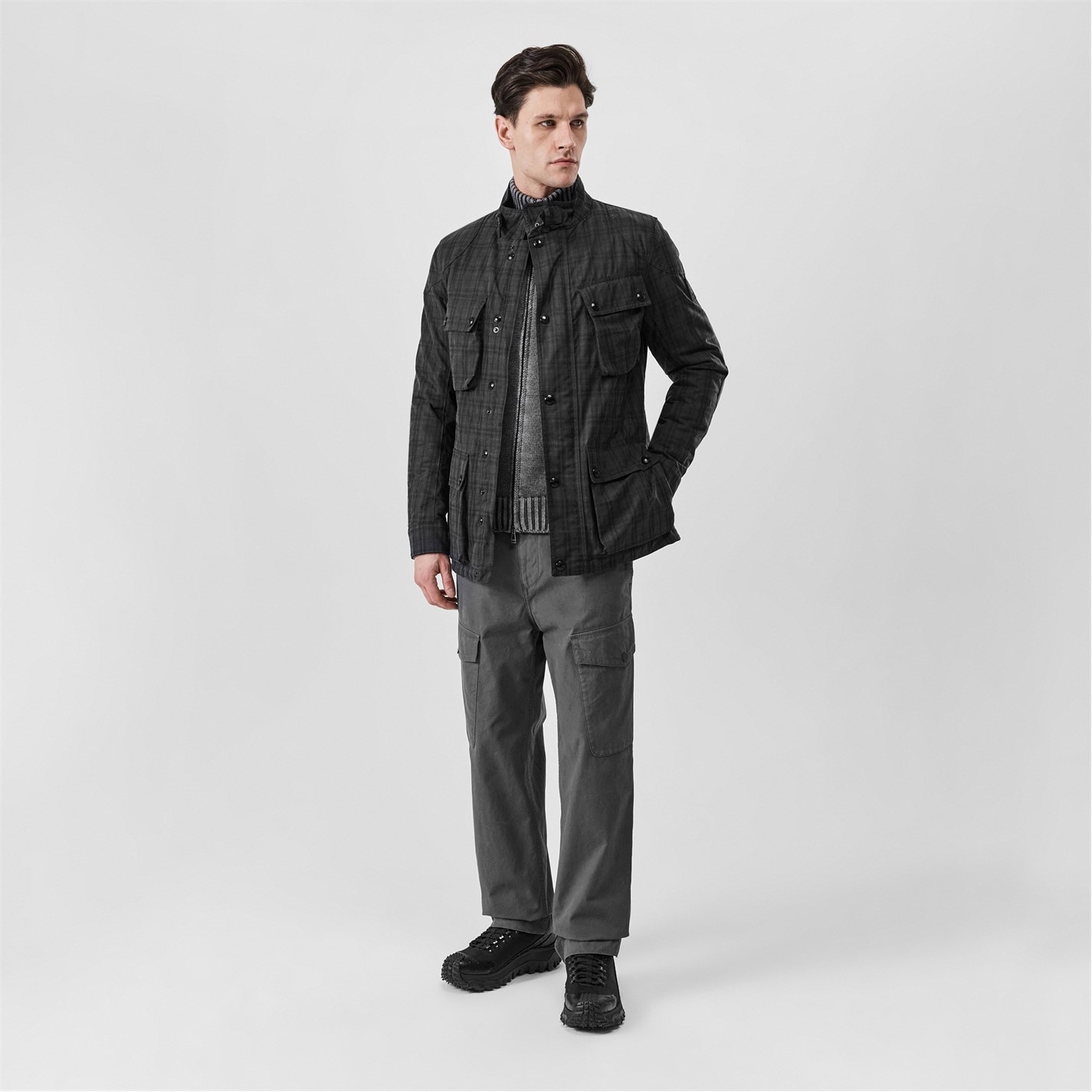 Bunda BELSTAFF Charcoal 9773224 Men's Fieldmaster Water Resistant Cotton Long Sleeve Wax Jacket - 6