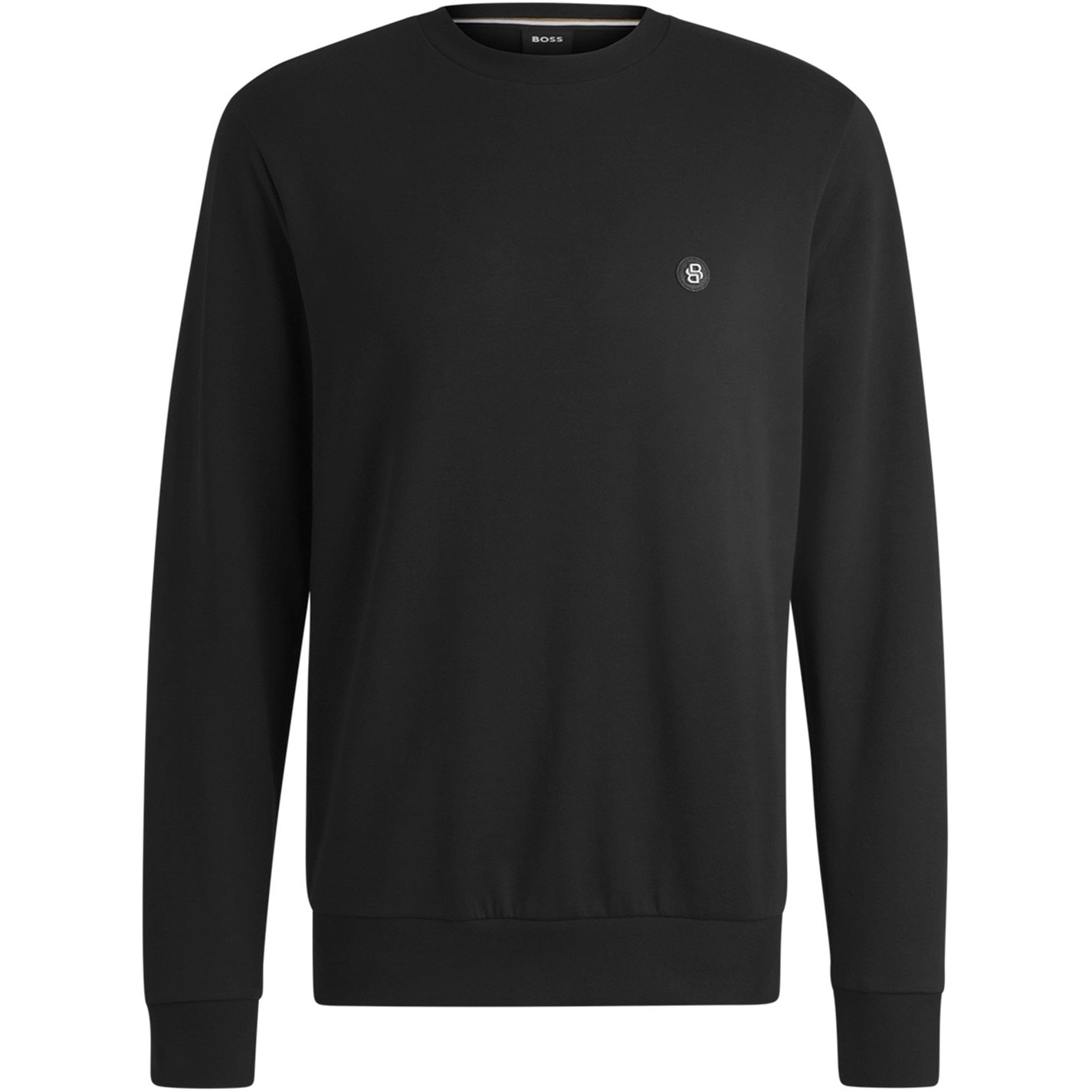 Mikina Boss Black 001 8906592 Men's Logo Patch Cotton Long Sleeve Crew Sweatshirt - 1