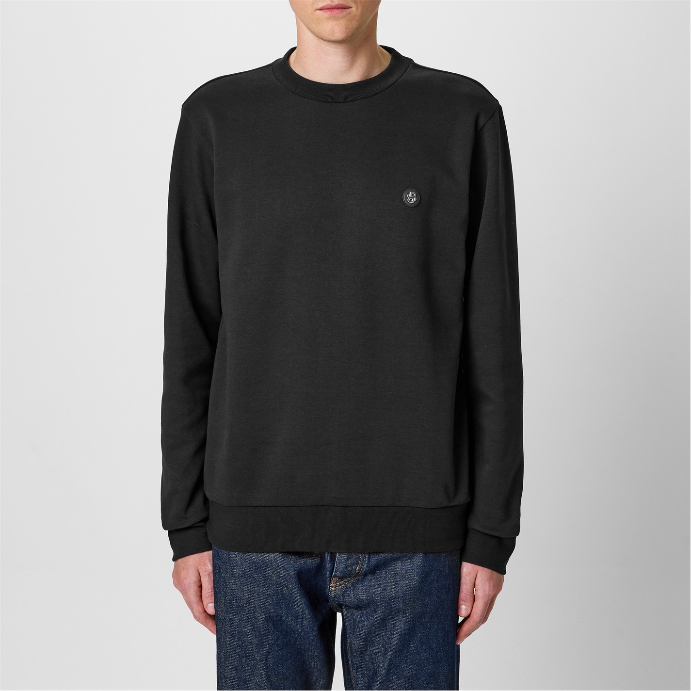 Mikina Boss Black 001 8906592 Men's Logo Patch Cotton Long Sleeve Crew Sweatshirt - 2