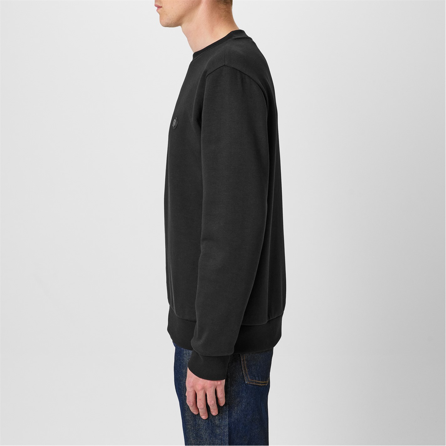 Mikina Boss Black 001 8906592 Men's Logo Patch Cotton Long Sleeve Crew Sweatshirt - 4