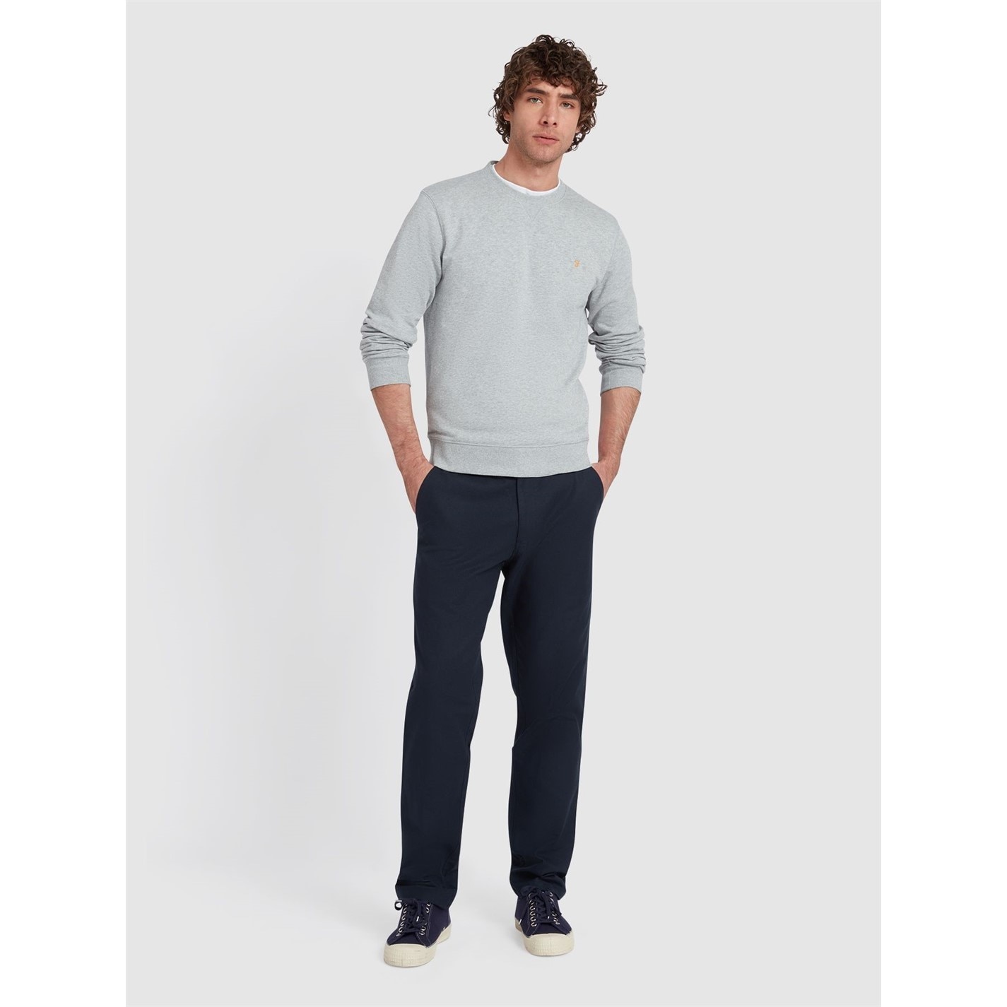 Mikina Farah Grey Marl 042 6567918 Tim Crew Sweatshirt - 2
