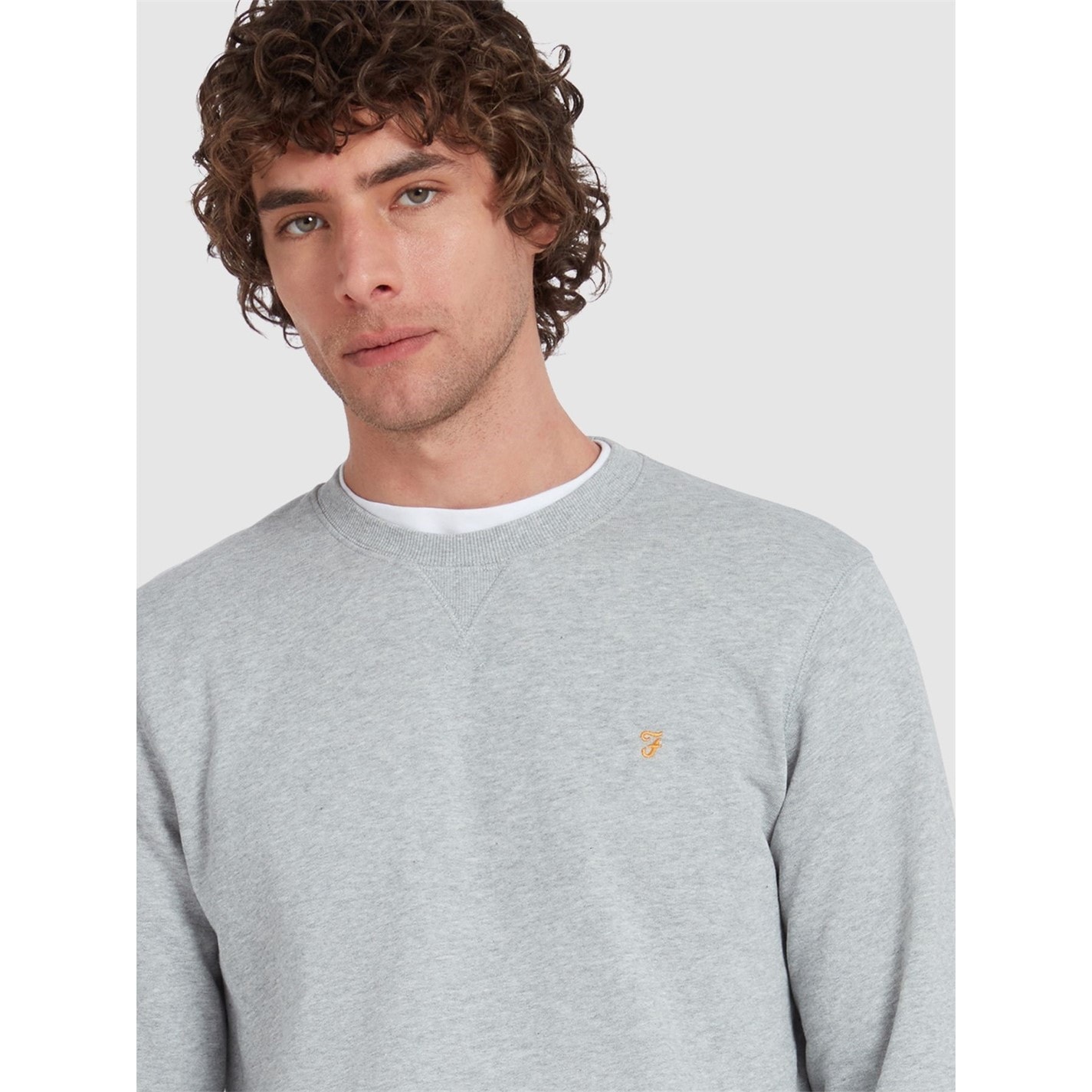Mikina Farah Grey Marl 042 6567918 Tim Crew Sweatshirt - 4
