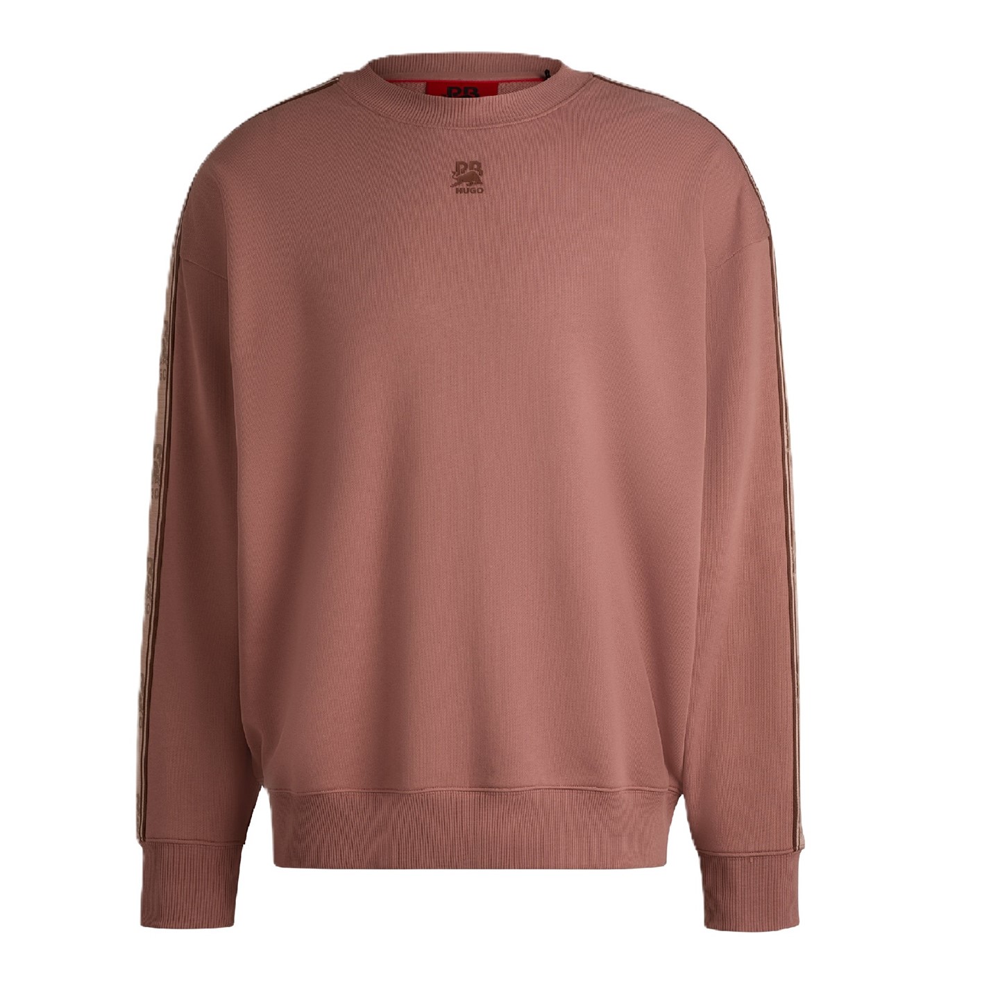 Mikina Hugo Pink 8429672 Logo Tape Cotton Sweatshirt - 1