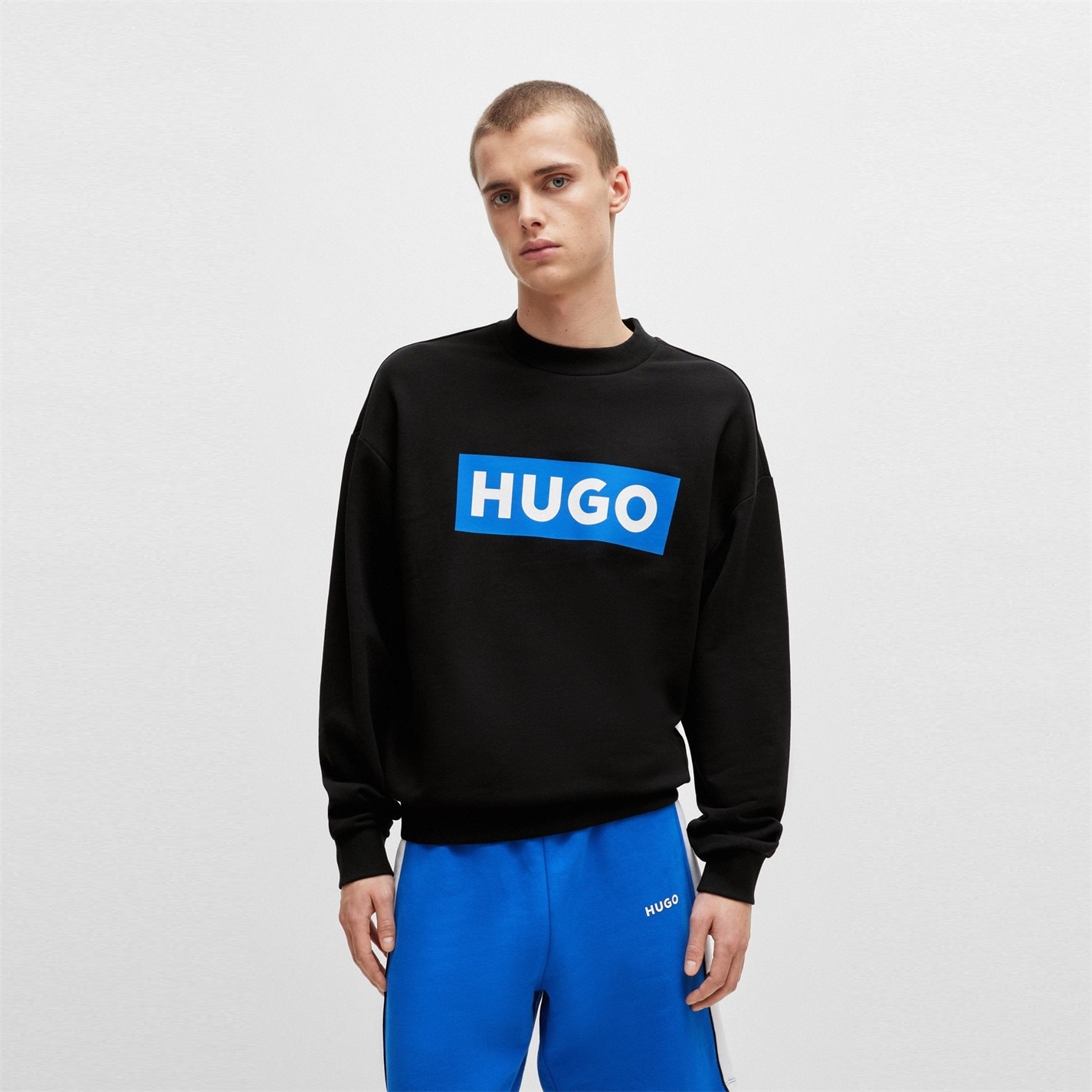 Mikina Hugo Blue 493 7039857 HBW Niero Crew Sweater Mens - 3