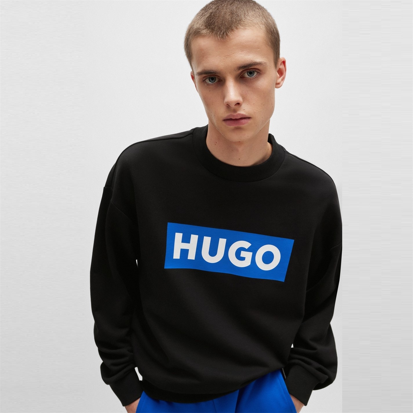 Mikina Hugo Blue 493 7039857 HBW Niero Crew Sweater Mens - 5
