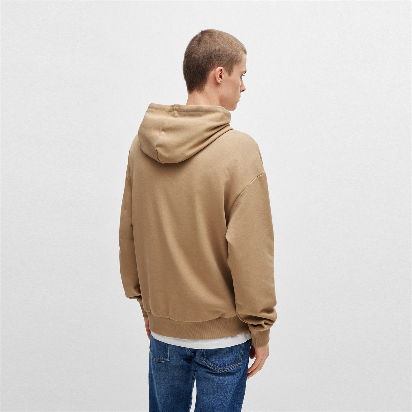 Mikina Hugo Medium Beige 4899796 Logo Label Hoodie - 3