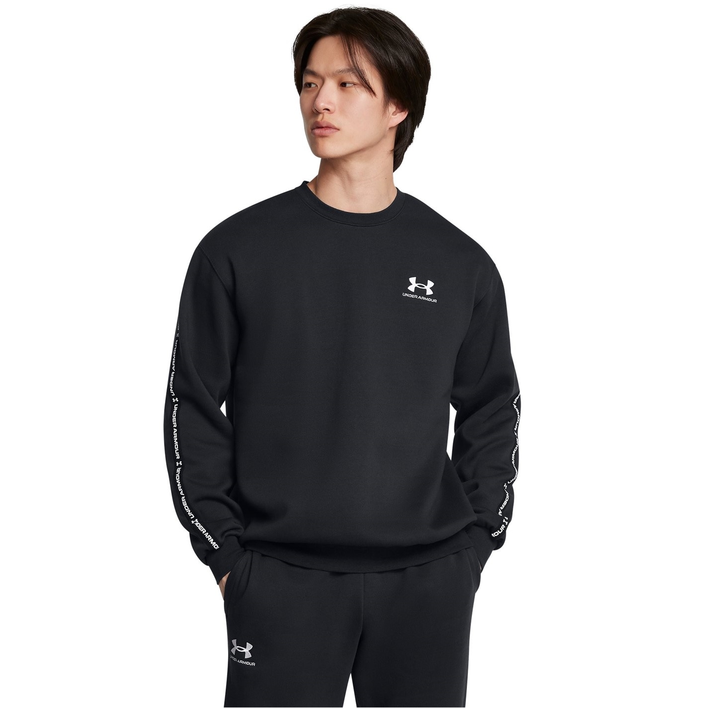 Mikina Under Armour Black 9938073 Men's Icon Fleece Taping Sweatshirt - 2