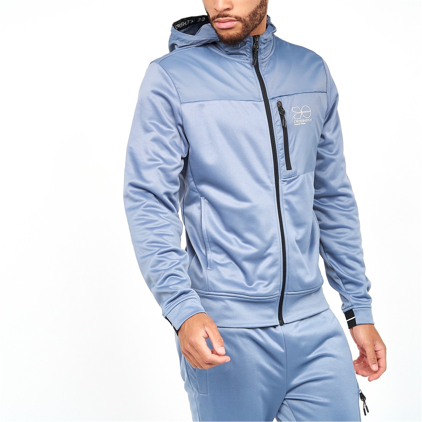 Mikina Crosshatch Steel Blue 1645818 Zip Thru Tracktop - 2
