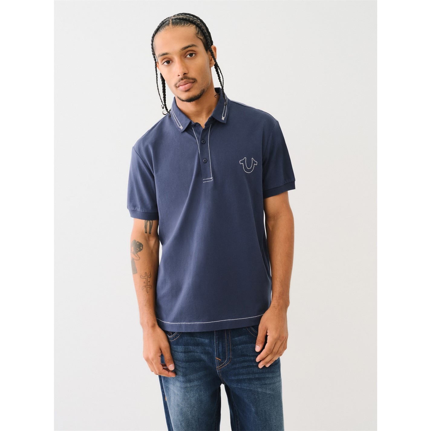 Tričko True Religion Dress Blue 7809151 Big T Embroidered Polo Shirt - 1