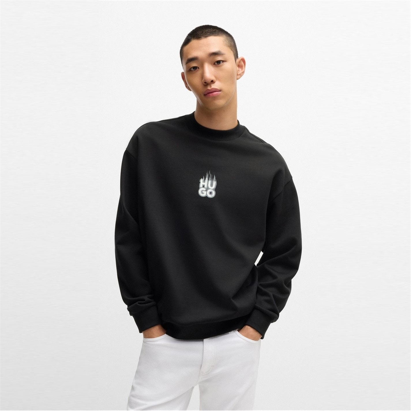 Mikina Hugo Black 001 4667311 Men's Durungu Red Crew Sweatshirt - 2