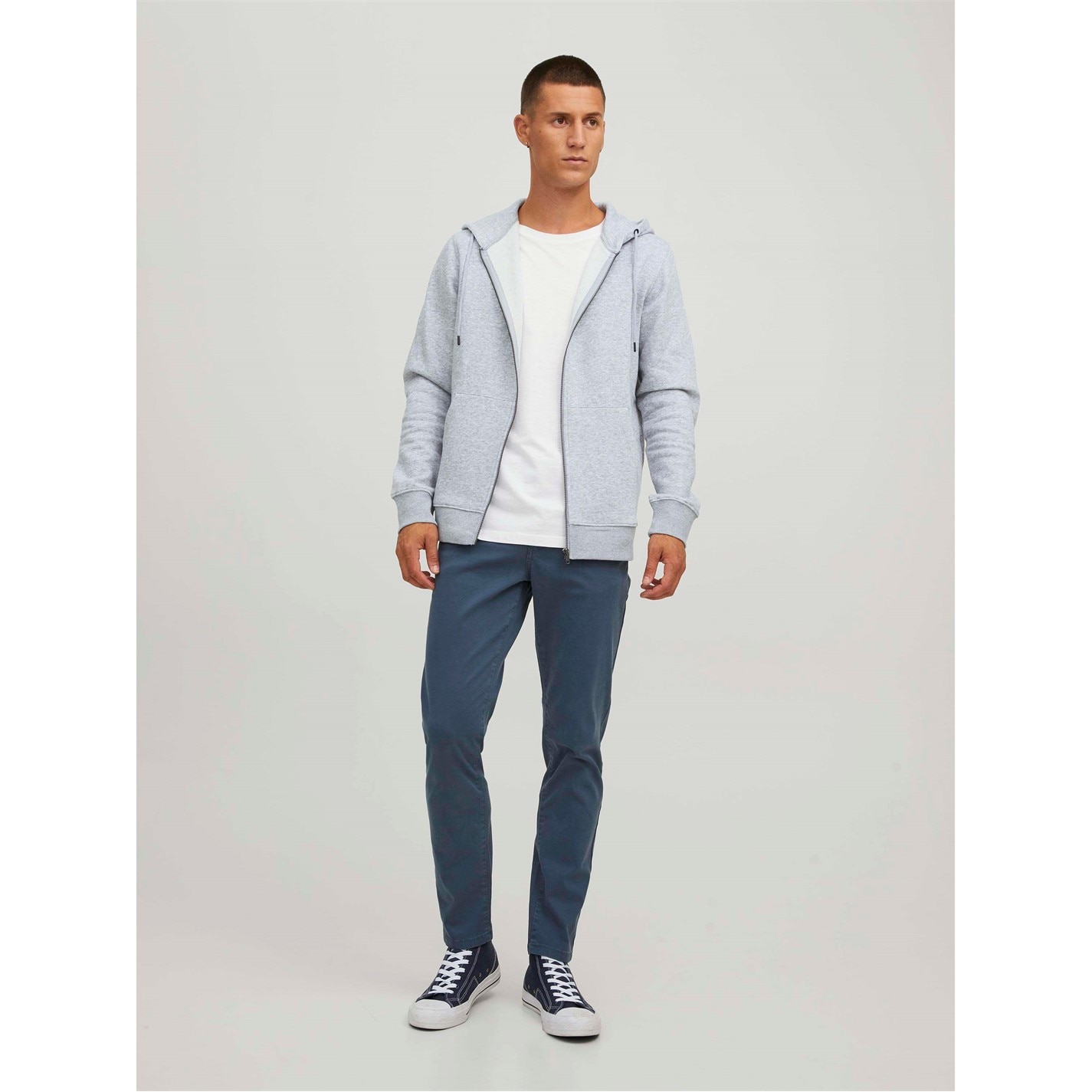 Mikina Jack and Jones Lt Grey Melange 7031233 Men's Bradley Zip Hoodie - 3