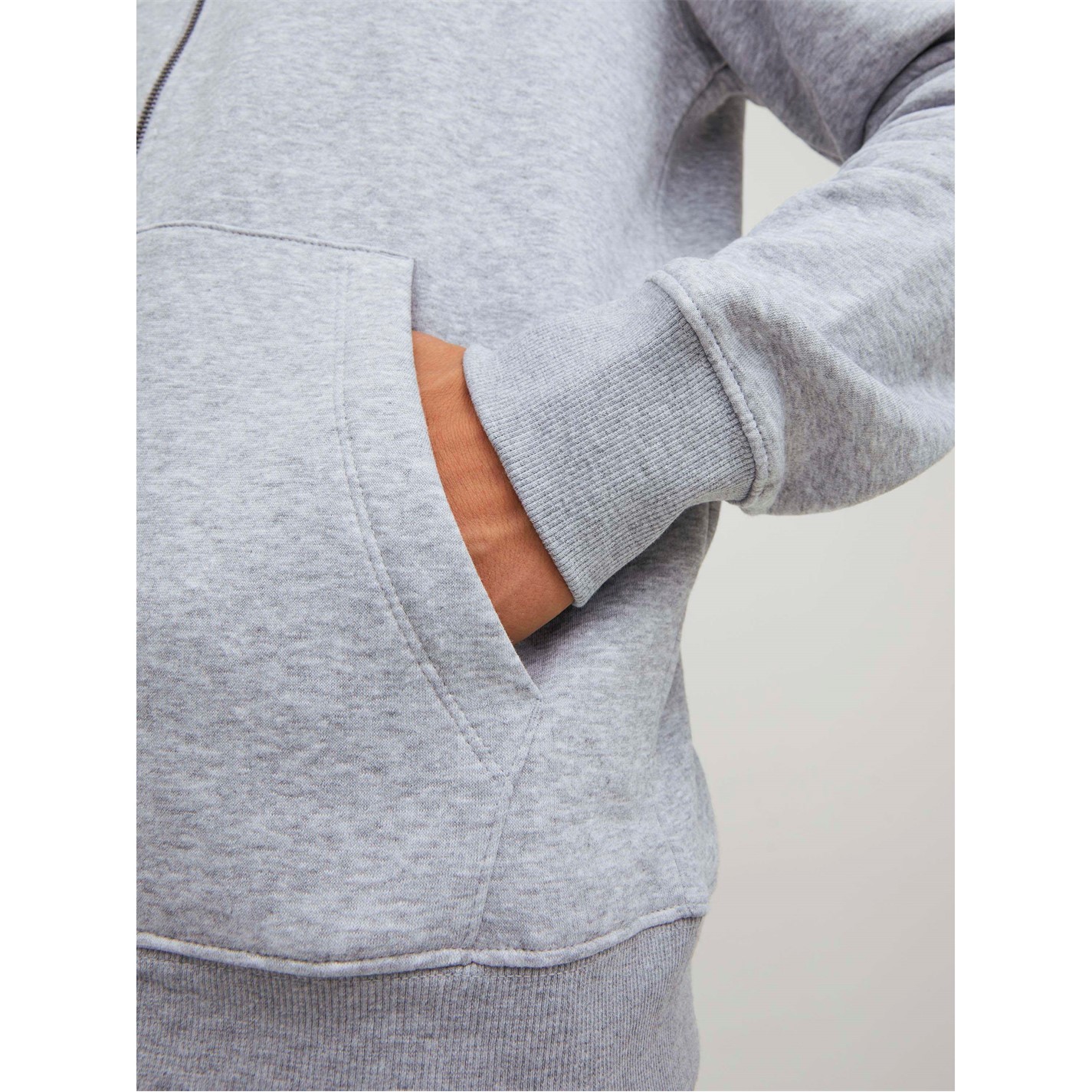 Mikina Jack and Jones Lt Grey Melange 7031233 Men's Bradley Zip Hoodie - 5