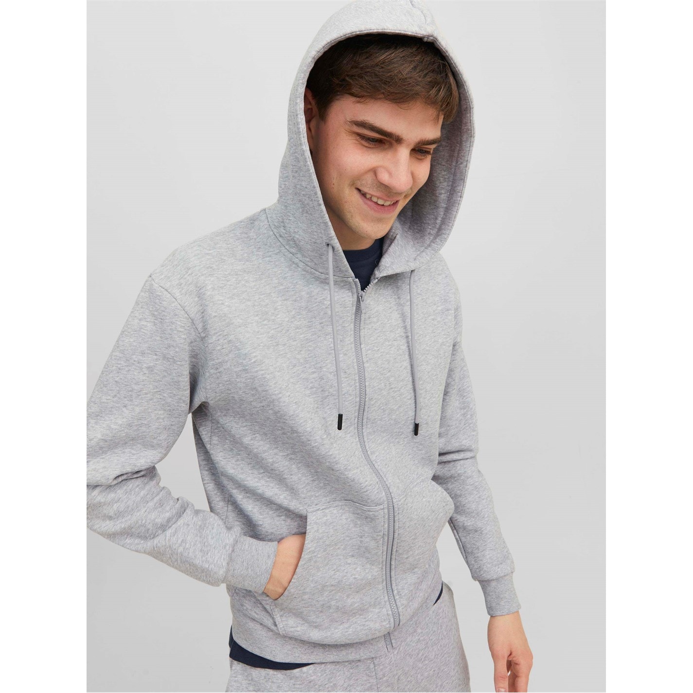 Mikina Jack and Jones Lt Grey Melange 7031233 Men's Bradley Zip Hoodie - 8