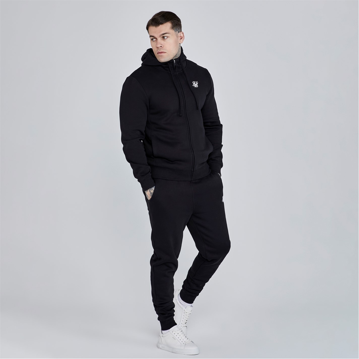 Mikina SikSilk Black 3729855 Men's Essential Zip Hoodie - 4