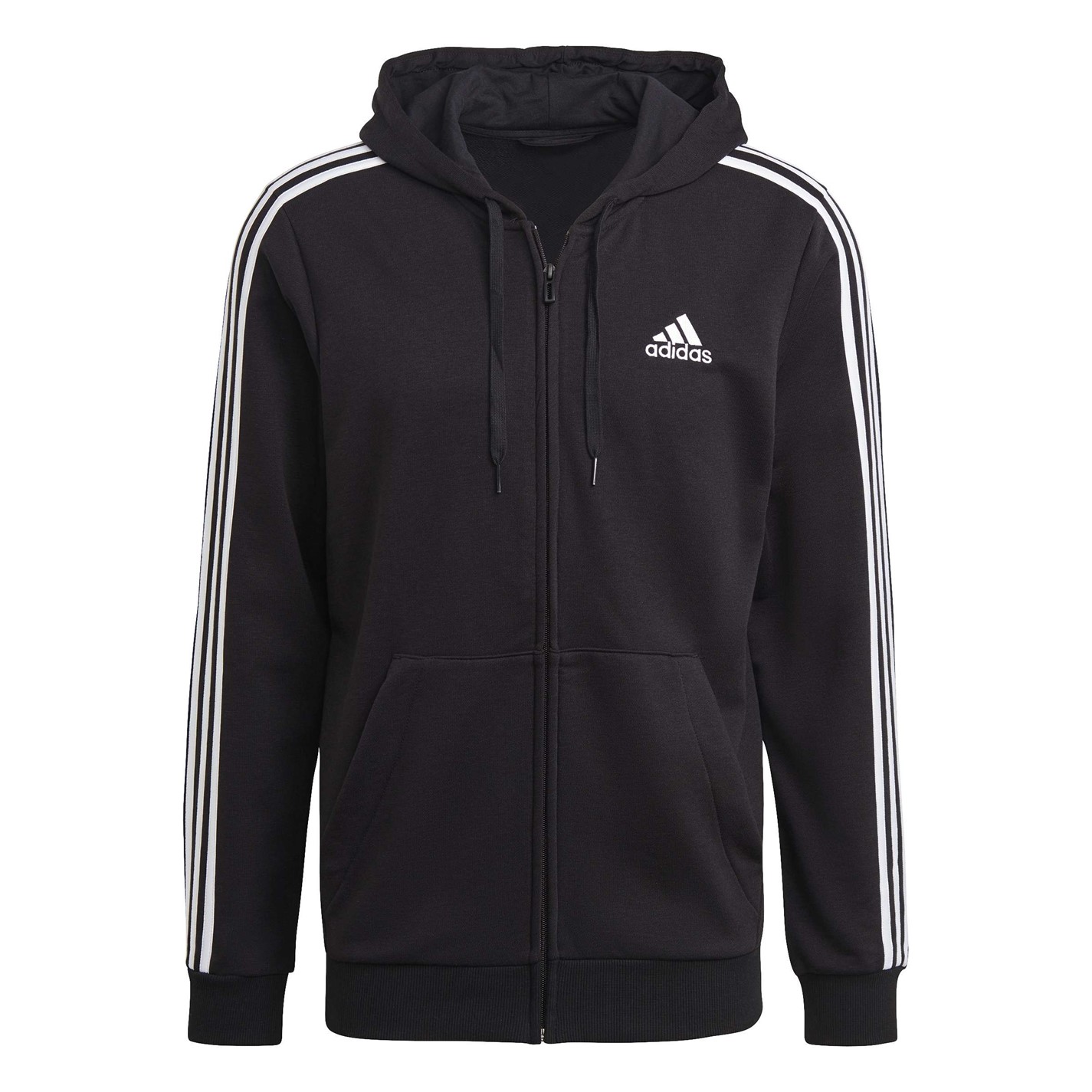 Mikina adidas Black 1772509 Men's French Terry 3-Stripe Full-Zip Hoodie - 1