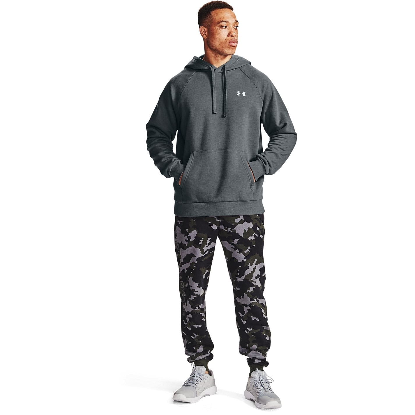 Mikina Under Armour Pitch Gray 3471588 Rival Fleece Hoodie Men's - 6