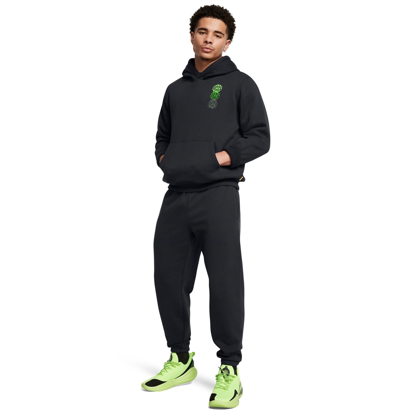 Mikina Under Armour Black 1367580 Curry Splash Graphic Hoodie Mens - 4