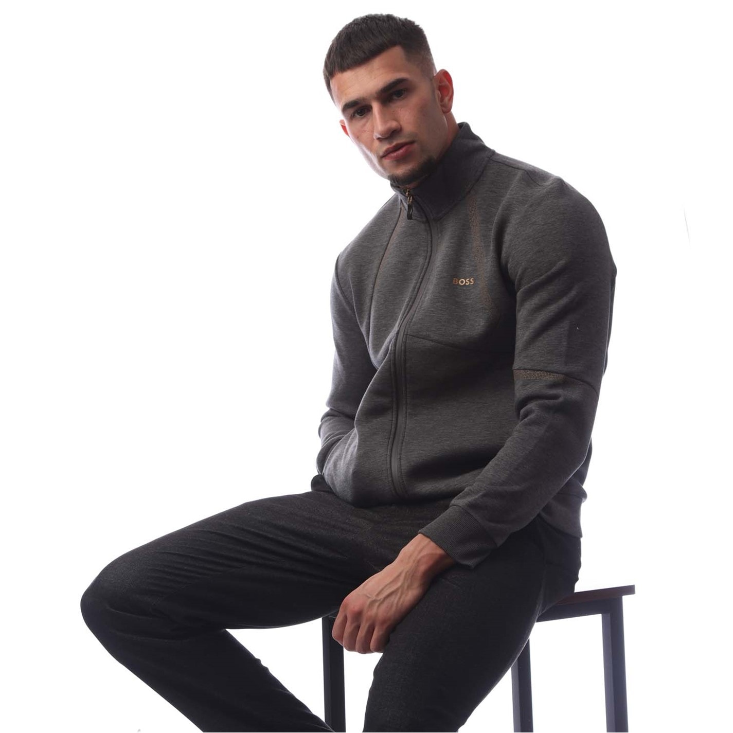 Mikina Boss Medium Grey 447799 Men's Skaz 99 Full Zip Hoodie - 4