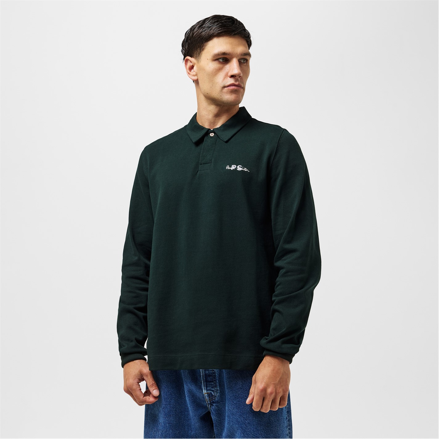 Tričko PS Paul Smith Green 38 1123867 Men's Embroidered Long-Sleeve Rugby Polo Shirt - 3