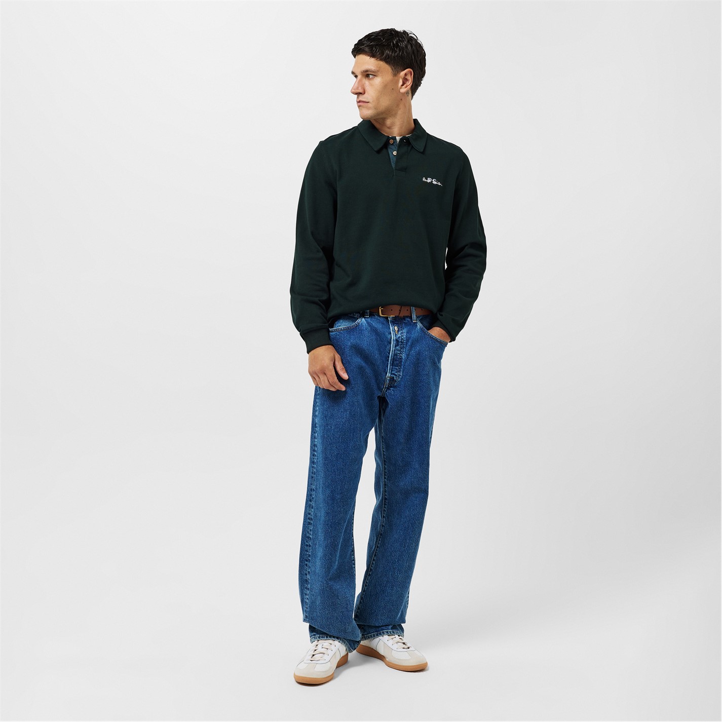 Tričko PS Paul Smith Green 38 1123867 Men's Embroidered Long-Sleeve Rugby Polo Shirt - 6