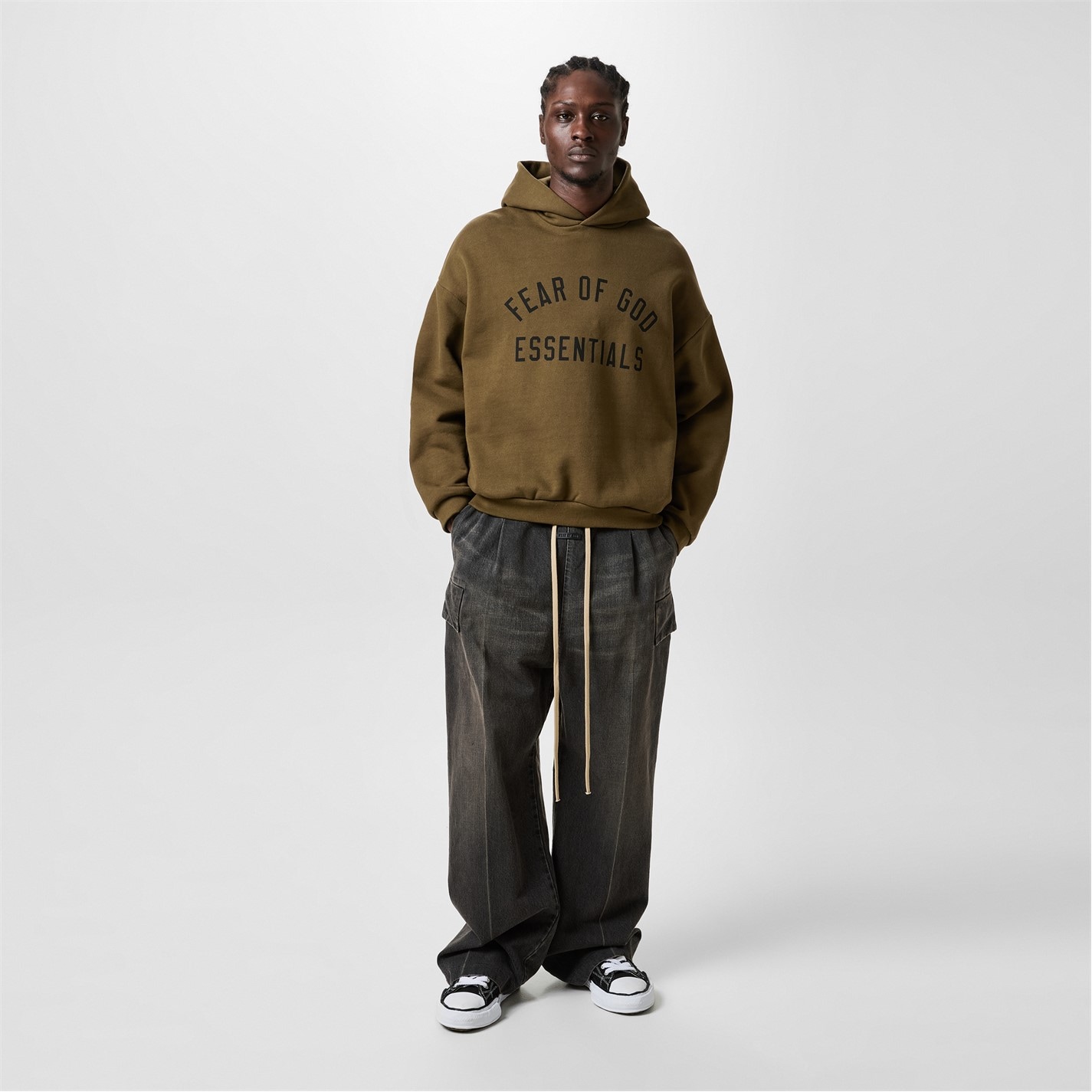 Mikina FEAR OF GOD ESSENTIALS Olive 9265778 Fleece Hoodie - 6
