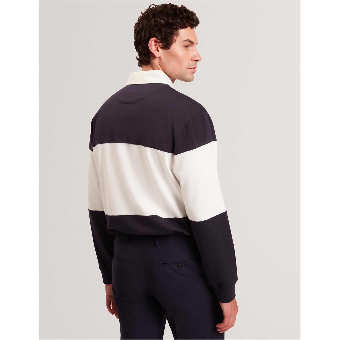 Tričko Ted Baker Navy 7398058 Men's Long Sleeve Rugby Polo Shirt - 3