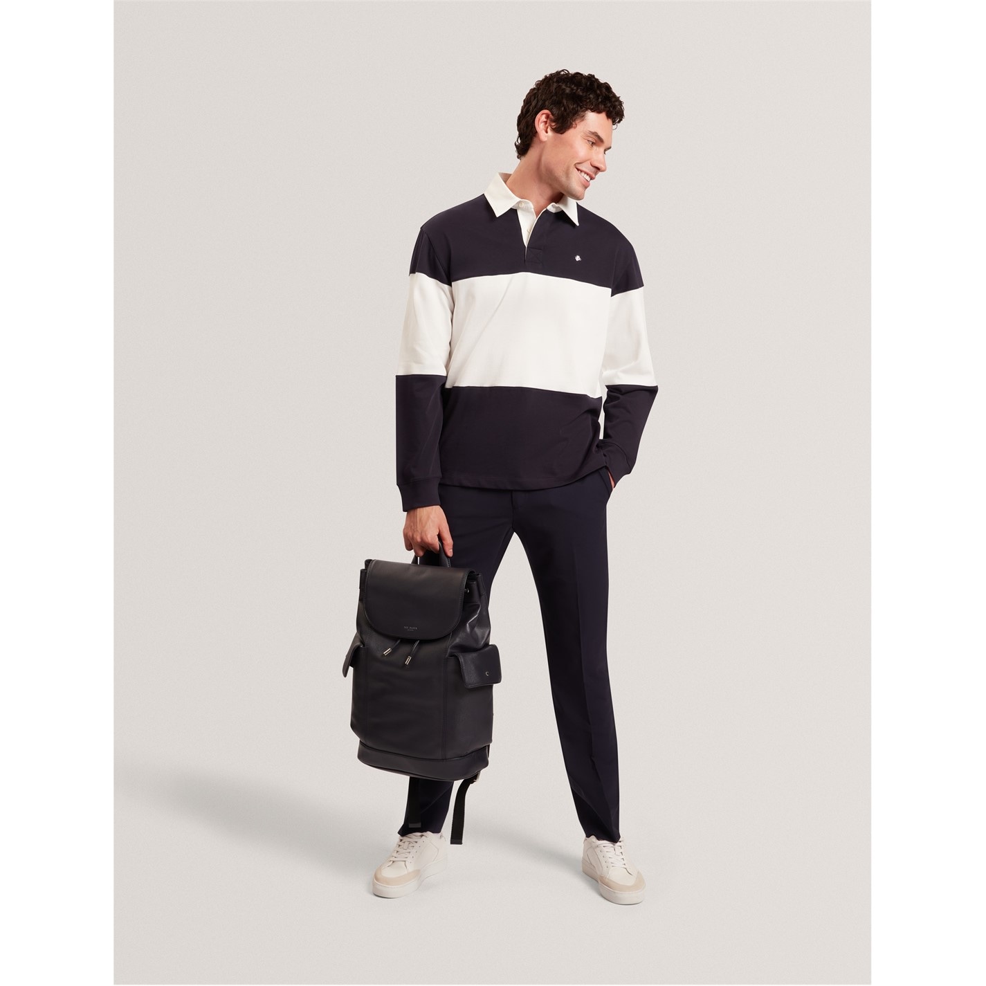 Tričko Ted Baker Navy 7398058 Men's Long Sleeve Rugby Polo Shirt - 5