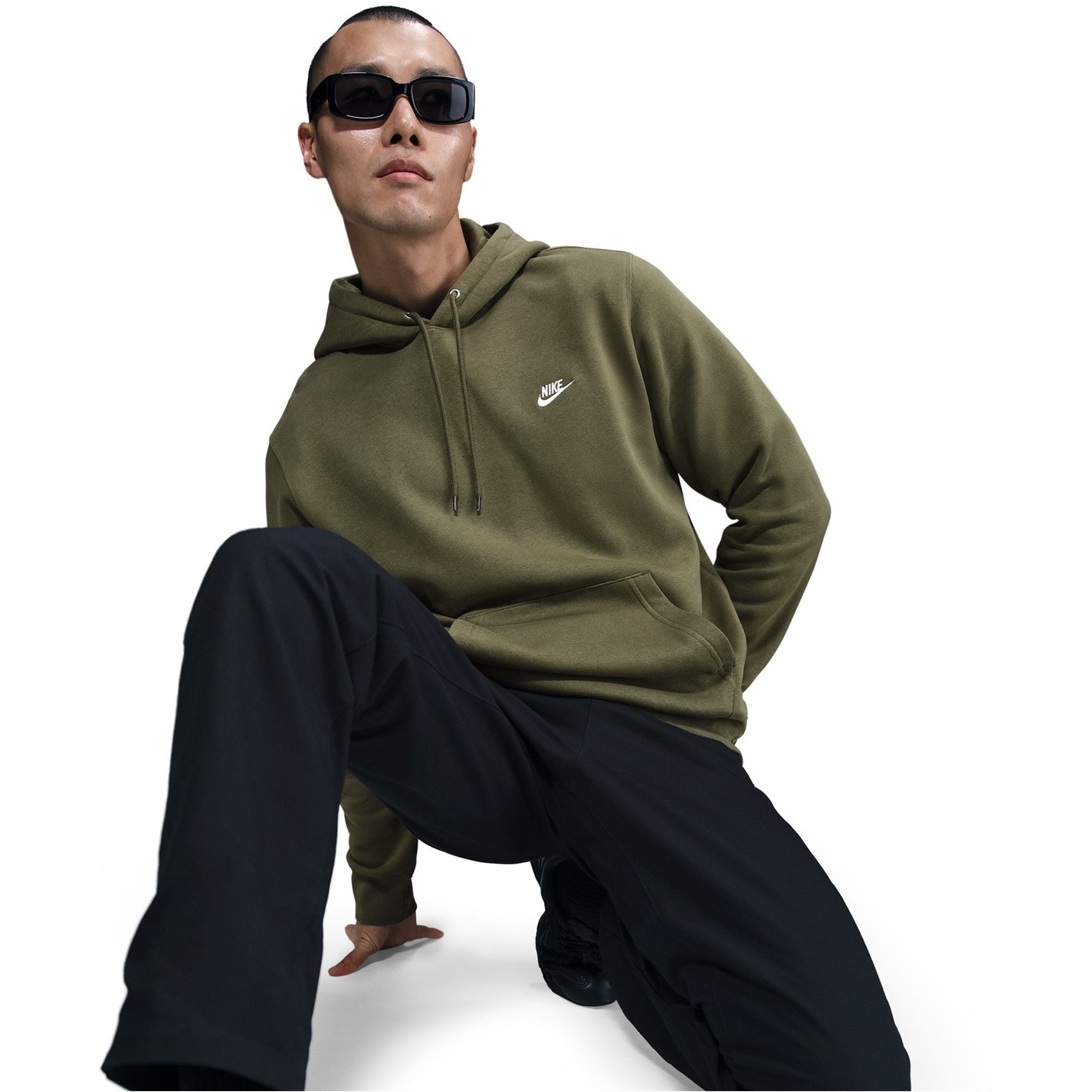 Mikina Nike Olive 1677272 Sportswear Club Fleece Pullover Hoodie Mens - 5