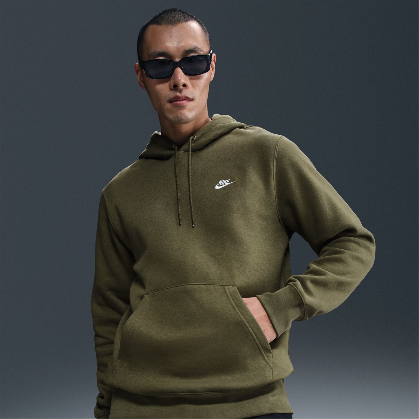 Mikina Nike Olive 1677272 Sportswear Club Fleece Pullover Hoodie Mens - 6