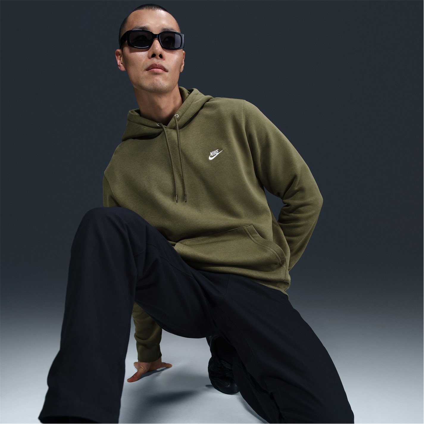 Mikina Nike Olive 1677272 Sportswear Club Fleece Pullover Hoodie Mens - 10
