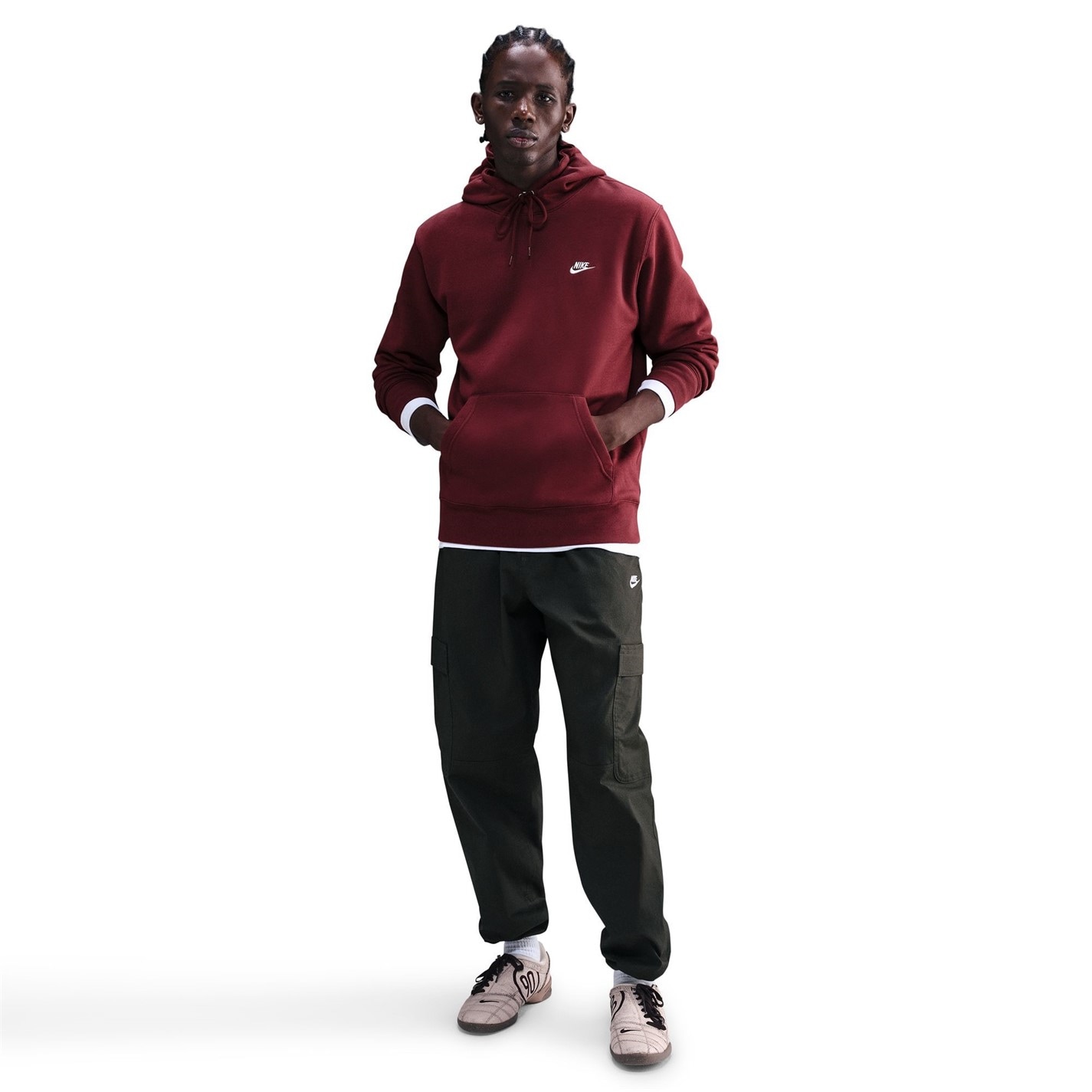 Mikina Nike Dark Team Red 1574700 Sportswear Club Fleece Pullover Hoodie Mens - 3
