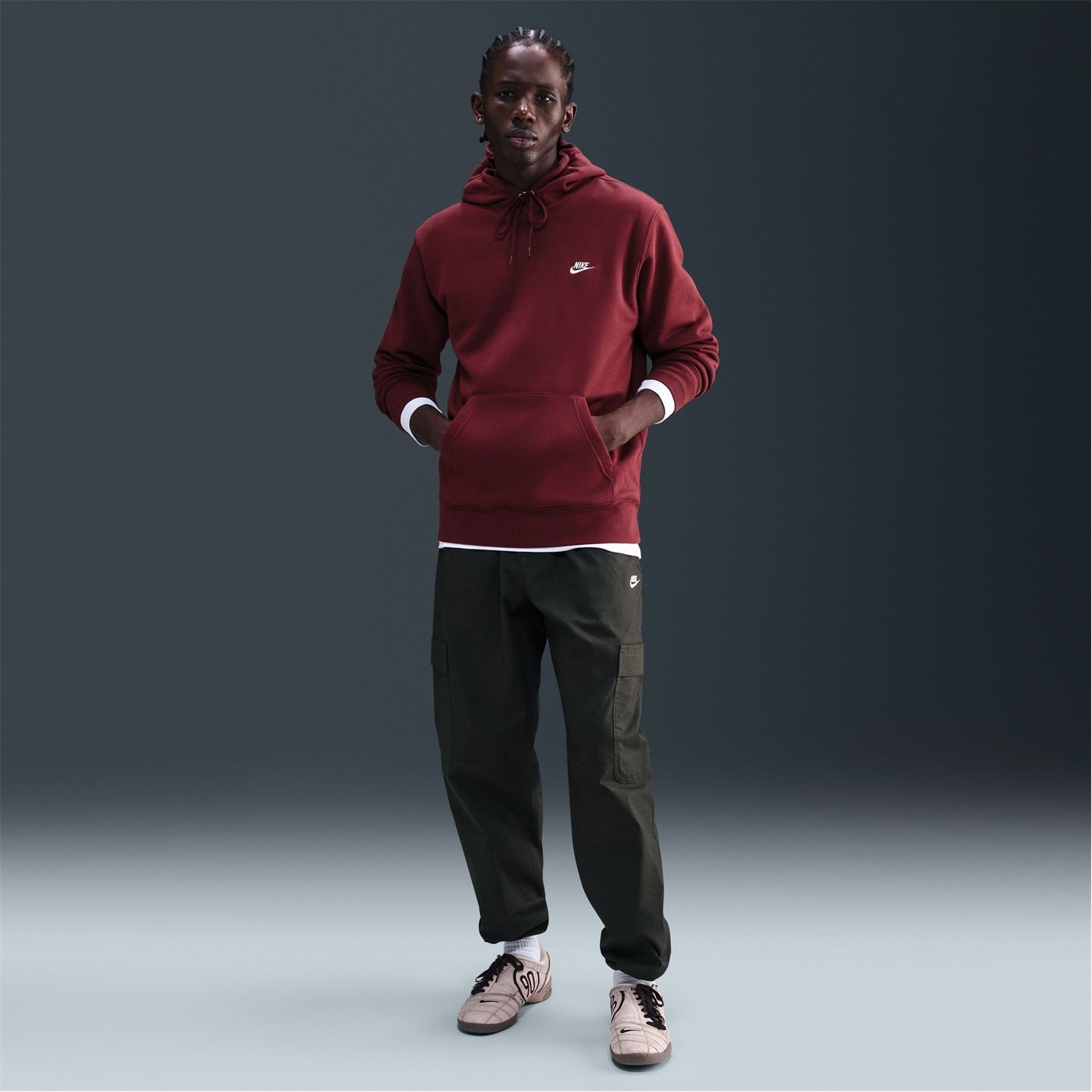 Mikina Nike Dark Team Red 1574700 Sportswear Club Fleece Pullover Hoodie Mens - 7