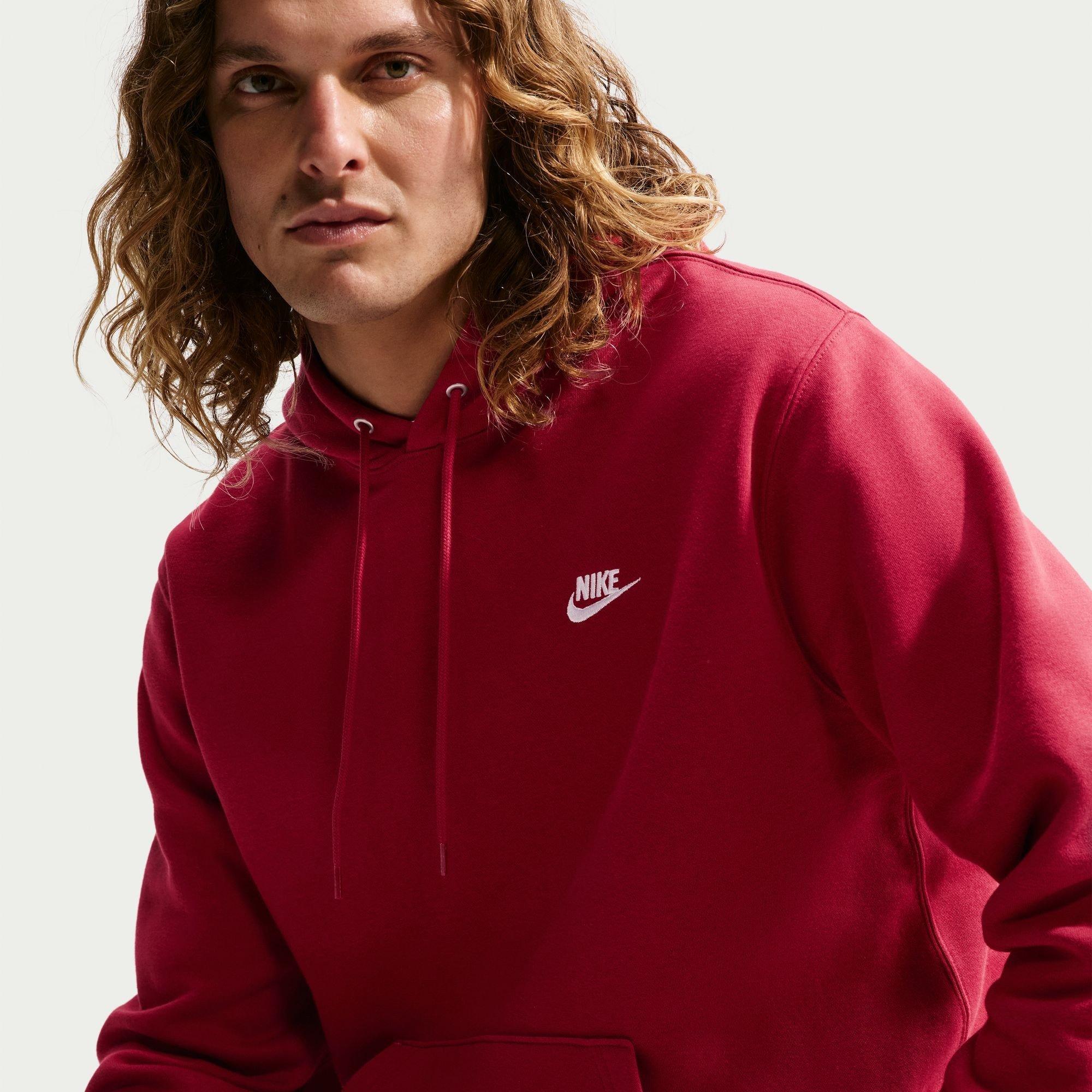 Mikina Nike Tough Red 9951081 Sportswear Club Fleece Pullover Hoodie Mens - 2