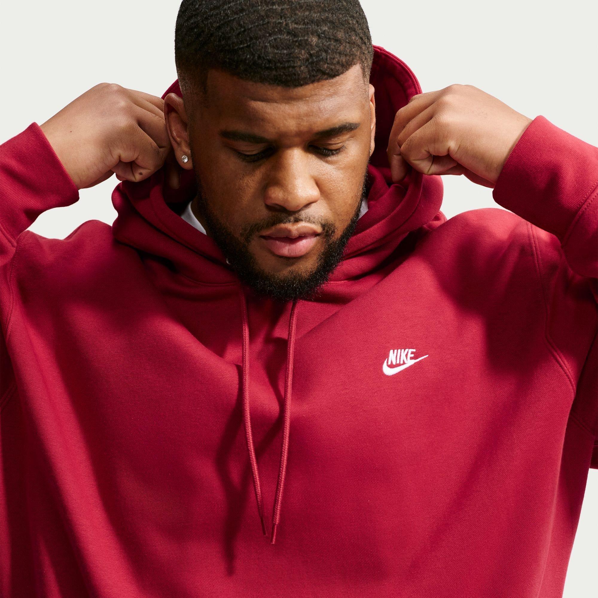 Mikina Nike Tough Red 9951081 Sportswear Club Fleece Pullover Hoodie Mens - 5