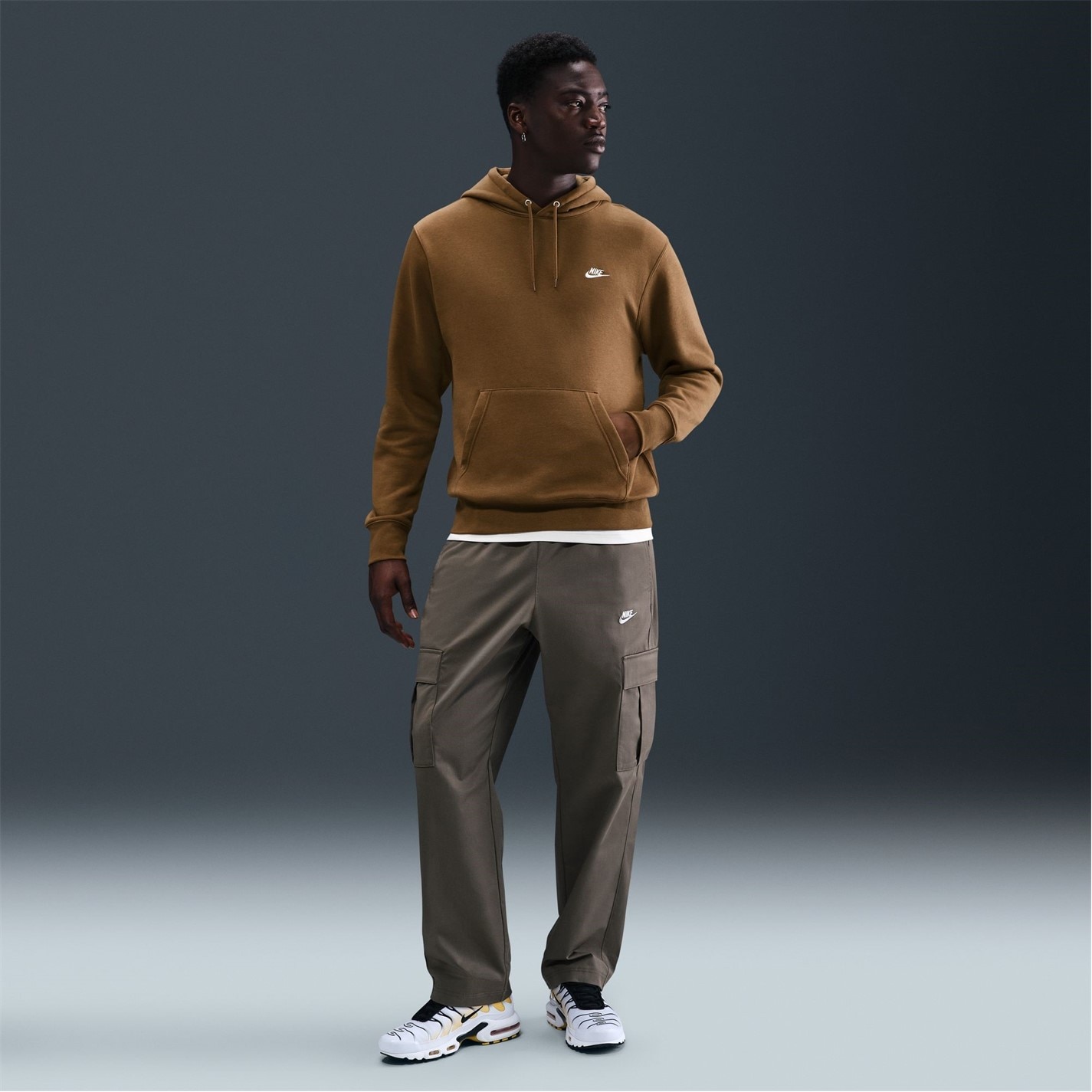 Mikina Nike Mosswood Brown 4827930 Sportswear Club Fleece Pullover Hoodie Mens - 7