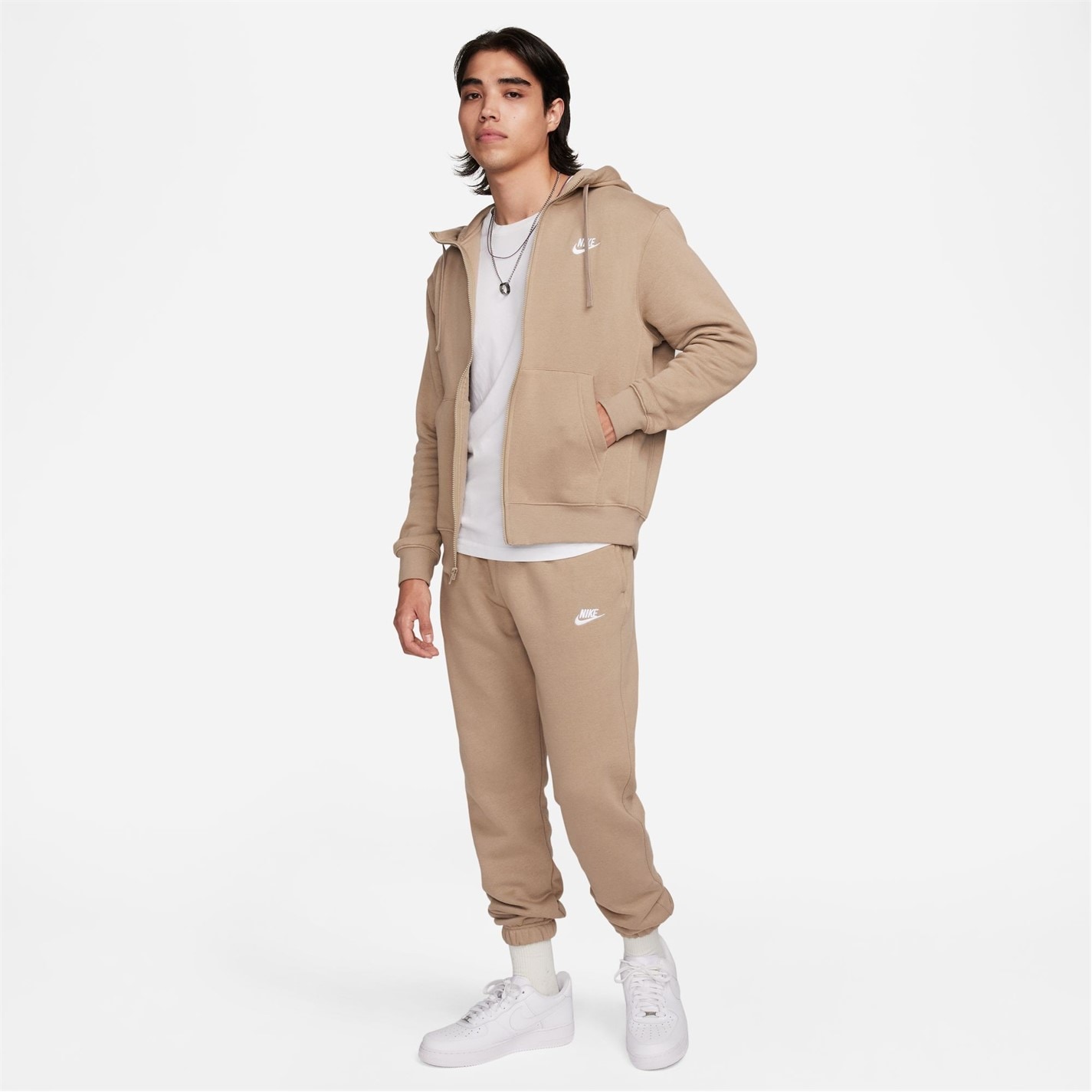 Mikina Nike Khaki 707046 Sportswear Club Fleece Men's Full-Zip Hoodie - 7