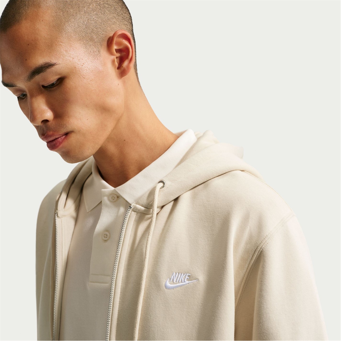 Mikina Nike Lt Khaki 386030 Sportswear Club Fleece Men's Full-Zip Hoodie - 3