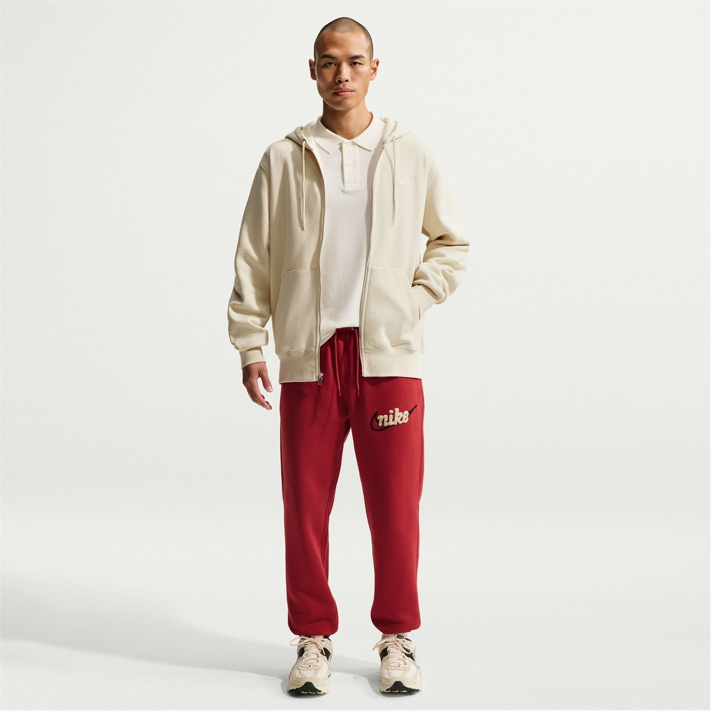 Mikina Nike Lt Khaki 386030 Sportswear Club Fleece Men's Full-Zip Hoodie - 4