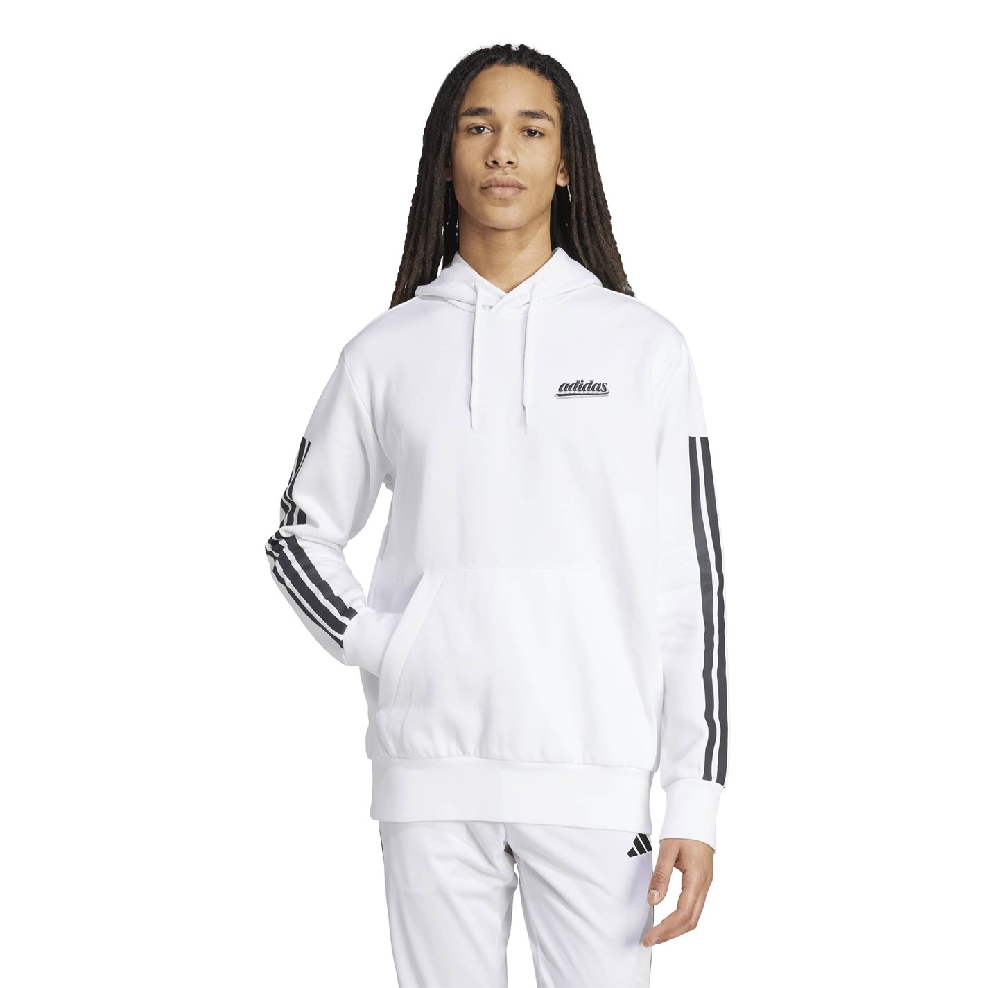 Mikina adidas White 9351244 Men's M Script Over The Head Hoodie - 2