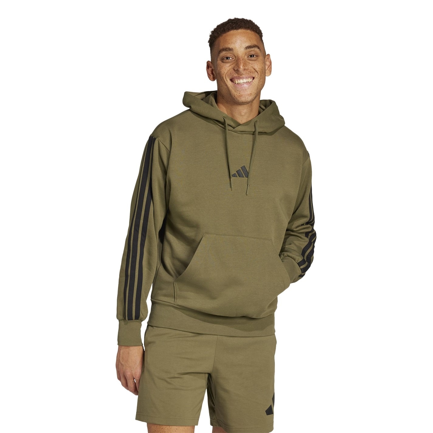 Mikina adidas Olive Strata 9314493 Essentials Fleece 3-Stripes Hoodie Mens - 2