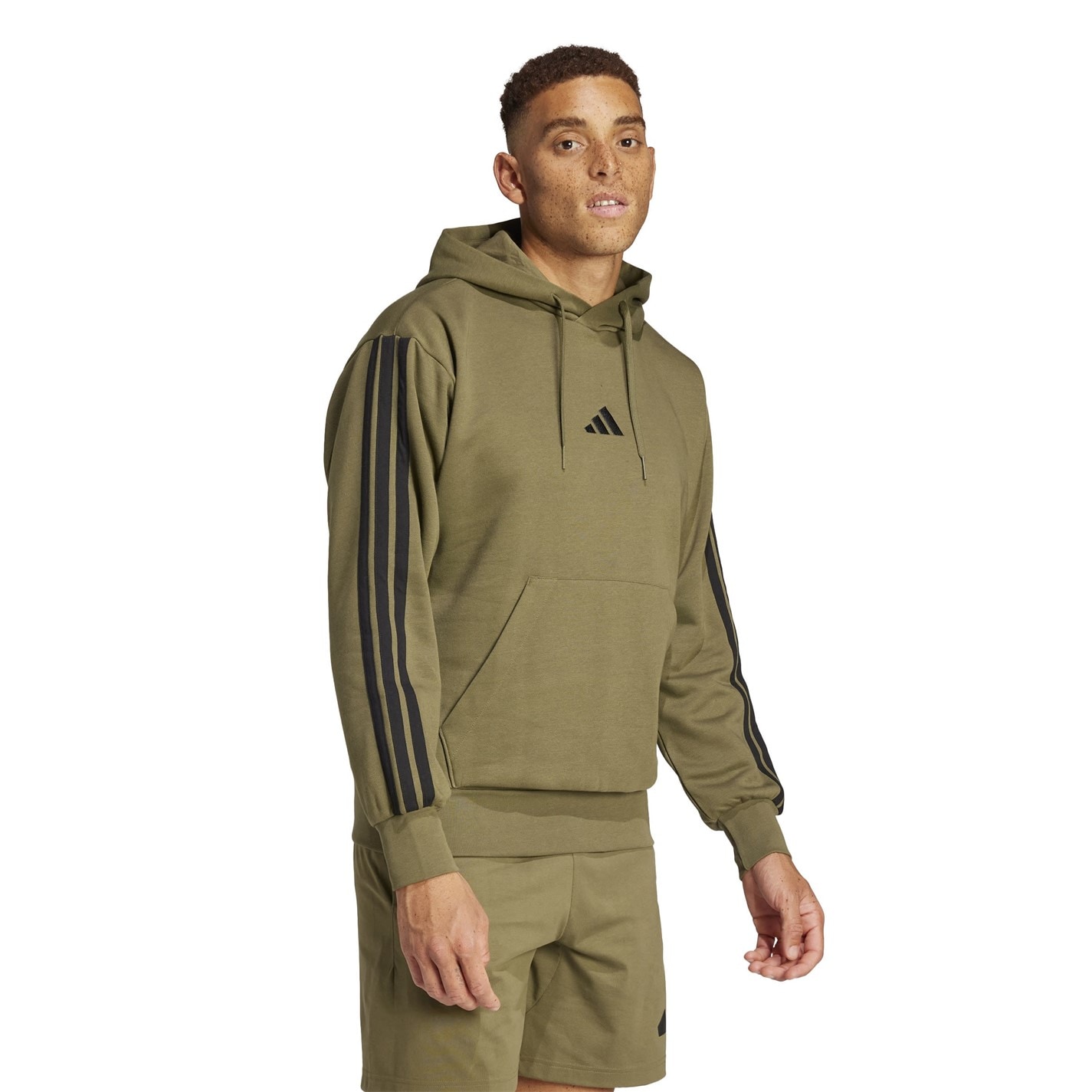 Mikina adidas Olive Strata 9314493 Essentials Fleece 3-Stripes Hoodie Mens - 4