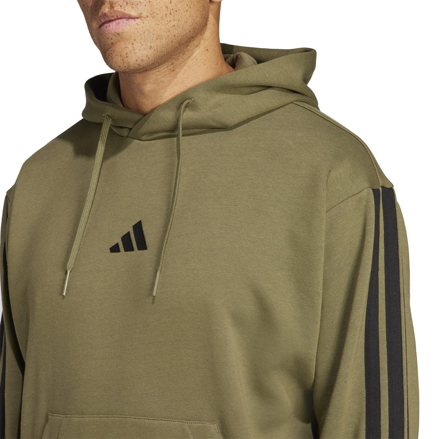 Mikina adidas Olive Strata 9314493 Essentials Fleece 3-Stripes Hoodie Mens - 5