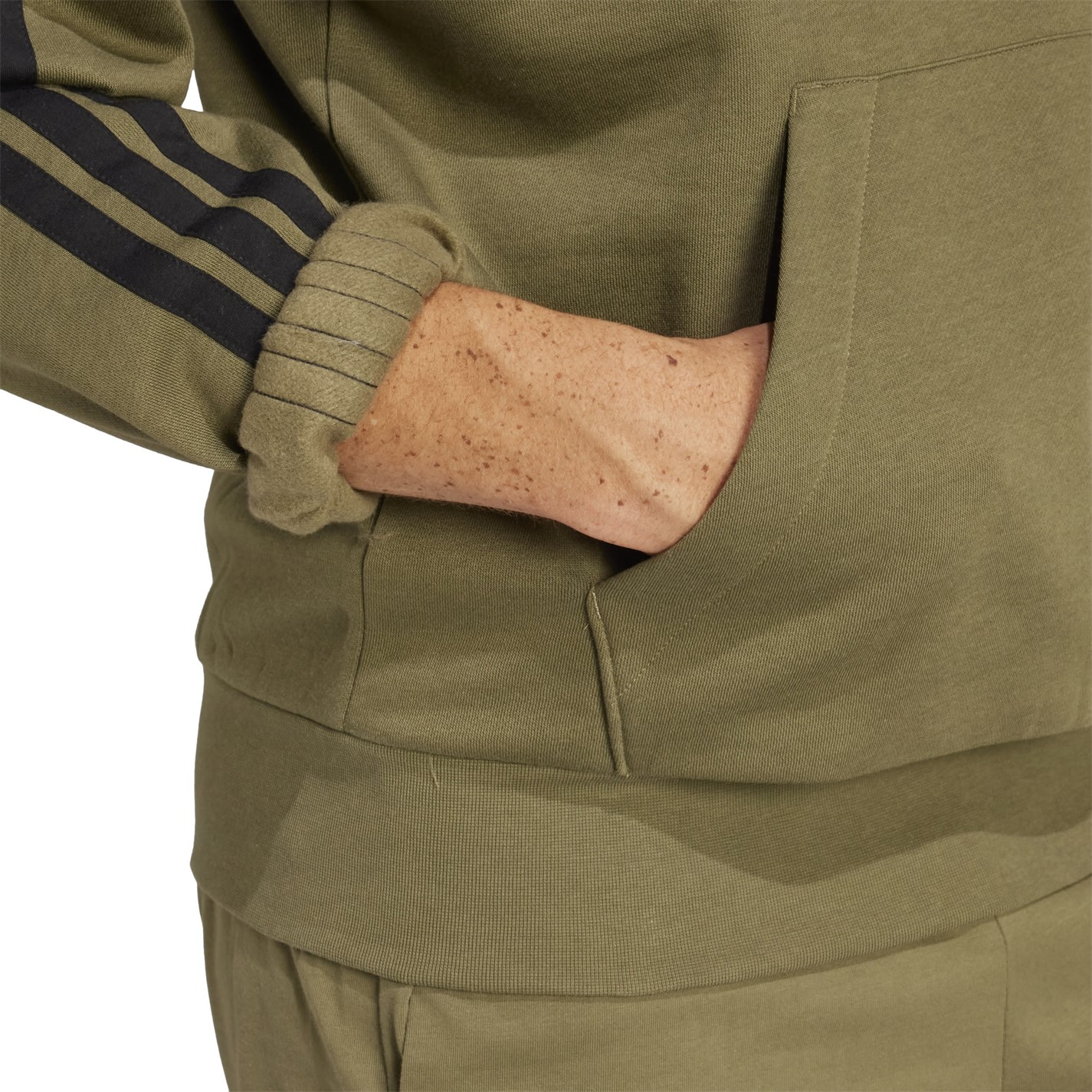 Mikina adidas Olive Strata 9314493 Essentials Fleece 3-Stripes Hoodie Mens - 6