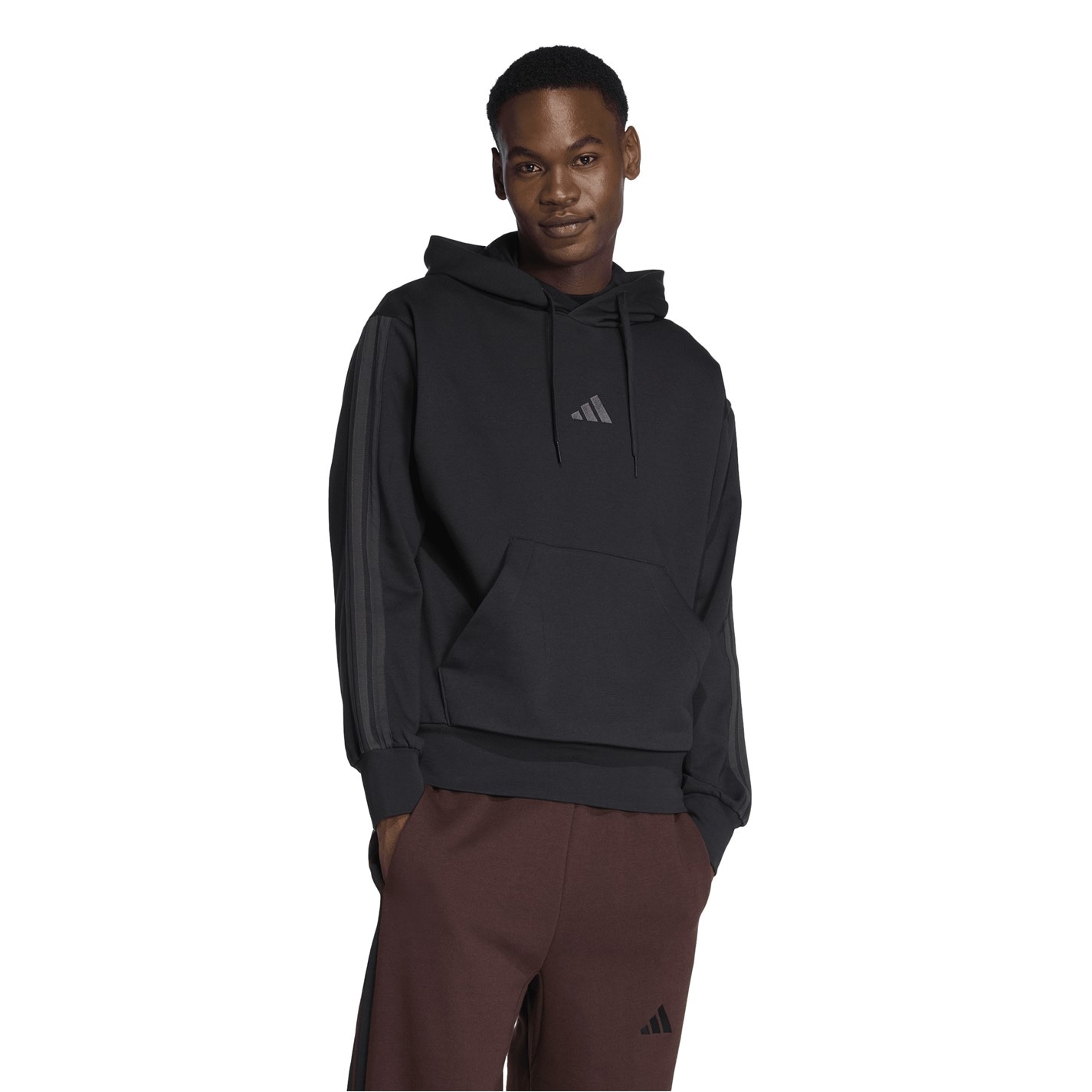 Mikina adidas Triple Black 449191 Essentials Fleece 3-Stripes Hoodie Mens - 2