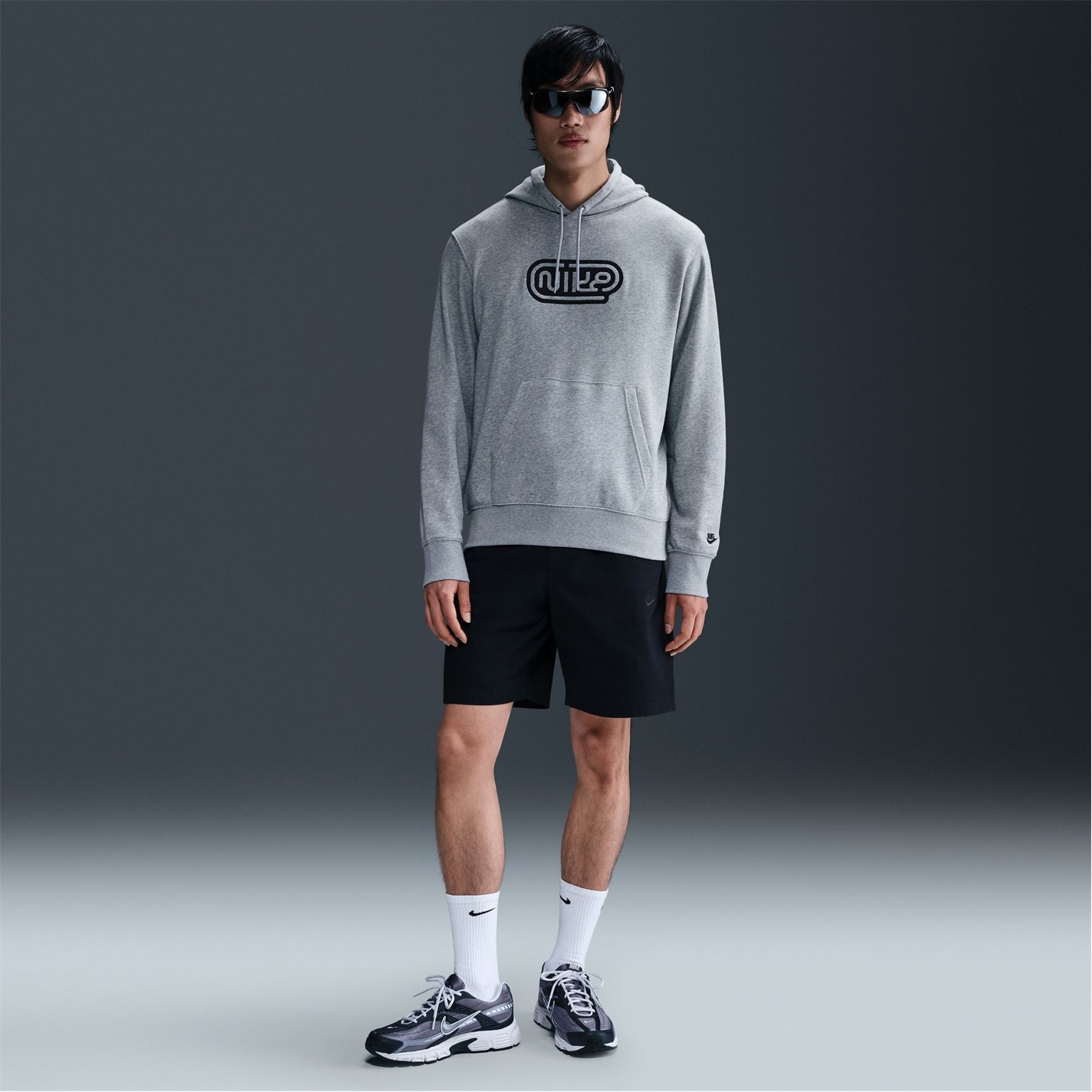 Mikina Nike Dk Grey Heather 526114 Men's Club Over the Head Hoodie - 7