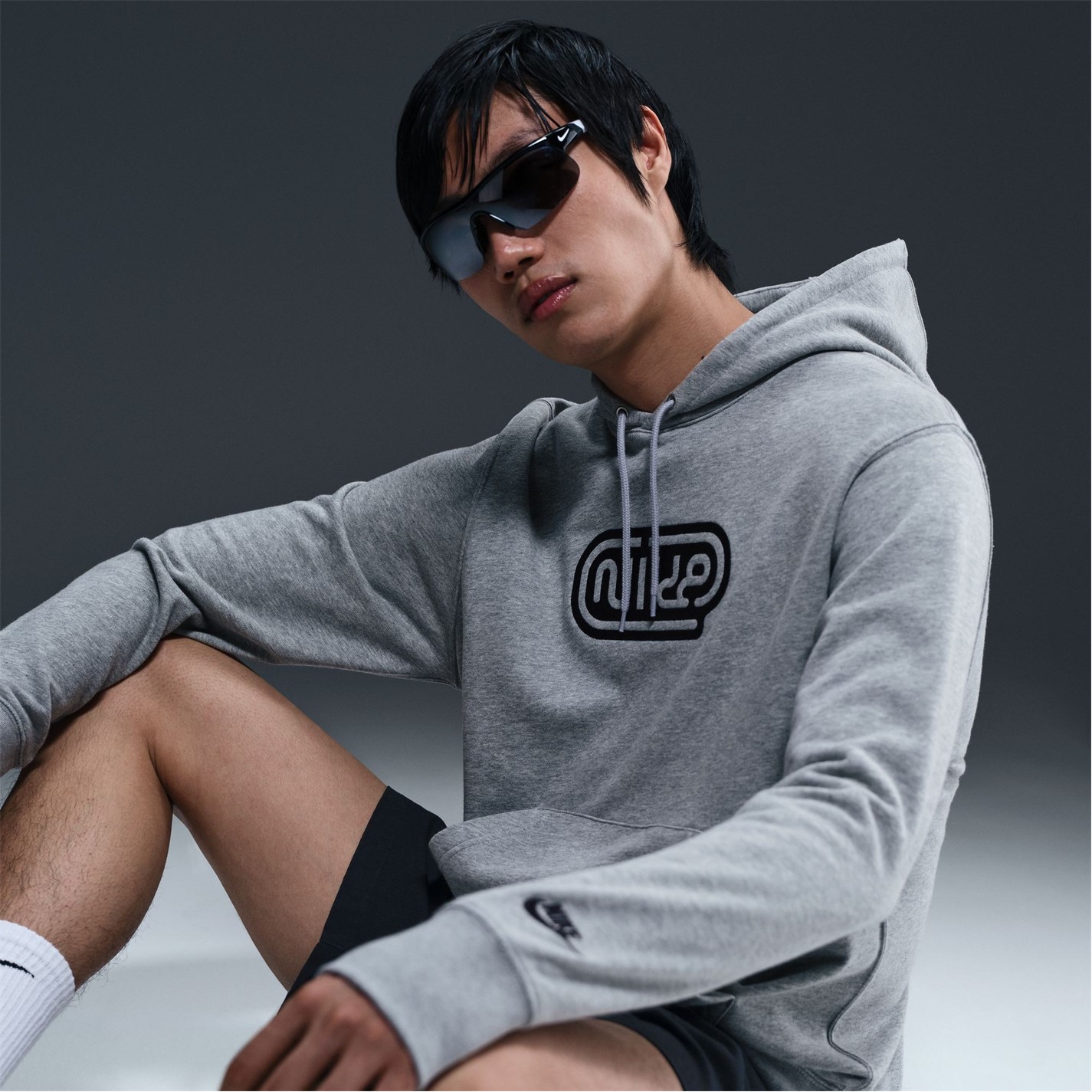 Mikina Nike Dk Grey Heather 526114 Men's Club Over the Head Hoodie - 10