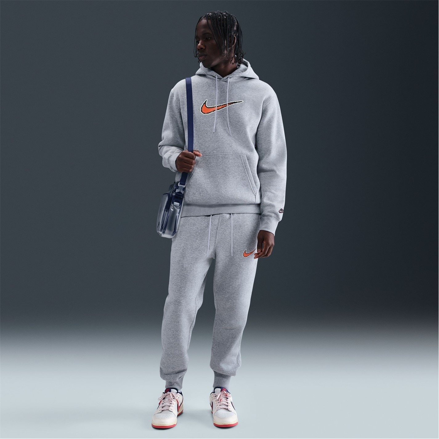 Mikina Nike Dk Grey Heather 3363657 Men's Club Neo Varsity Hoodie - 7