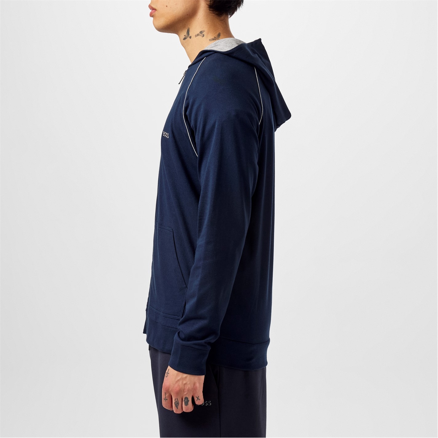 Mikina Boss Dark Blue 403 2301924 Mens BOSS Mix & Match Zipped Hoodie - Full-Zip Closure - 2