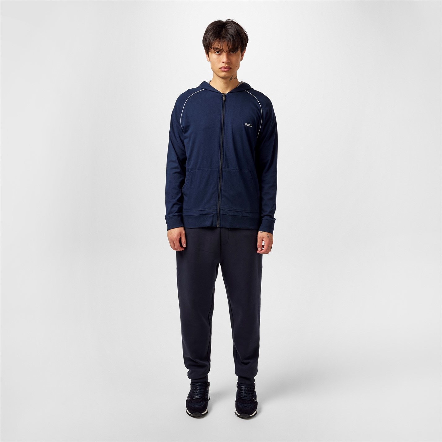 Mikina Boss Dark Blue 403 2301924 Mens BOSS Mix & Match Zipped Hoodie - Full-Zip Closure - 4